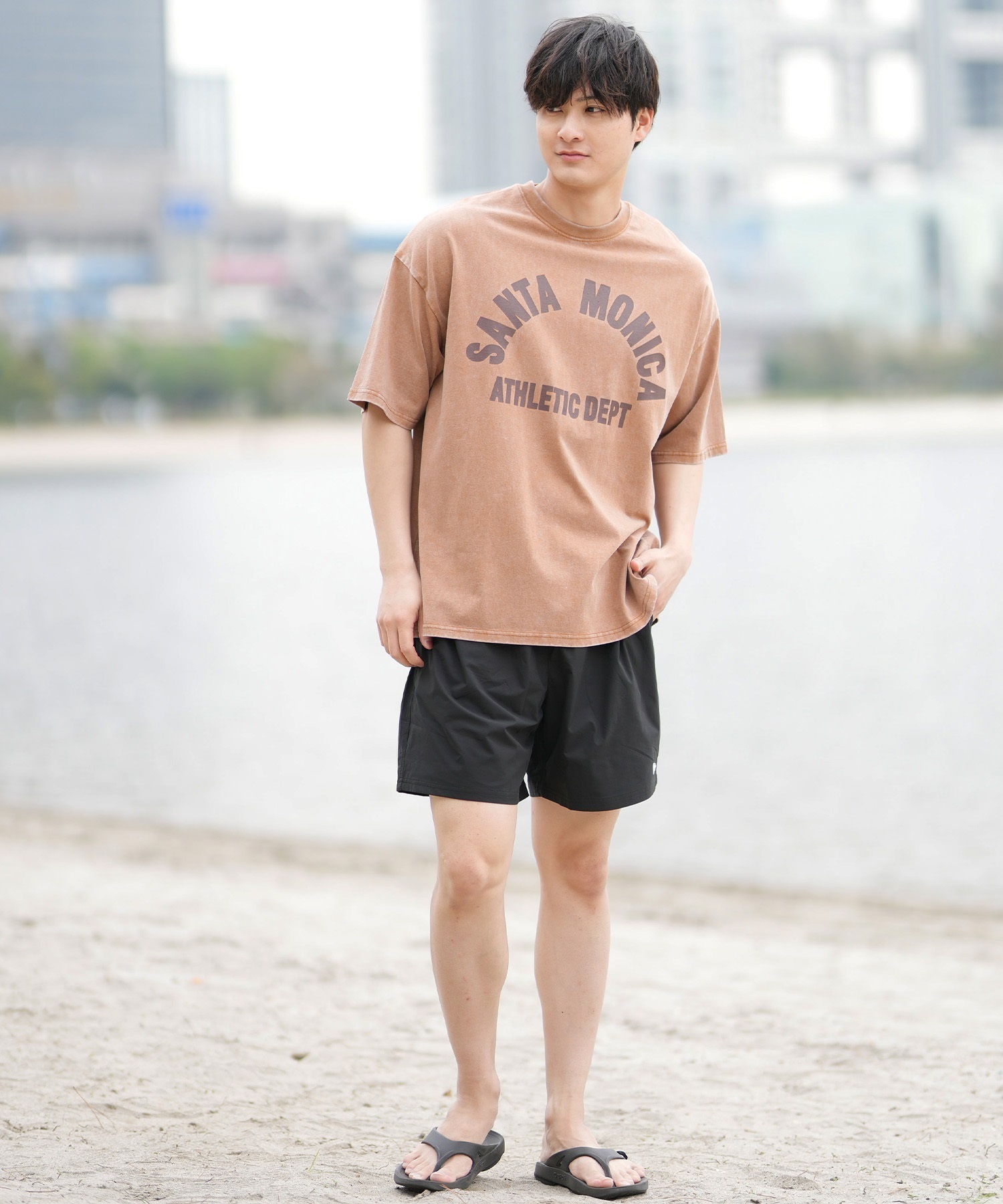 DEAR LAUREL ディアローレル 半袖 Tシャツ メンズ フロントプリント ヴィンテージ風 JM SANTA MONICA DL25S-JM01(OFF-M)