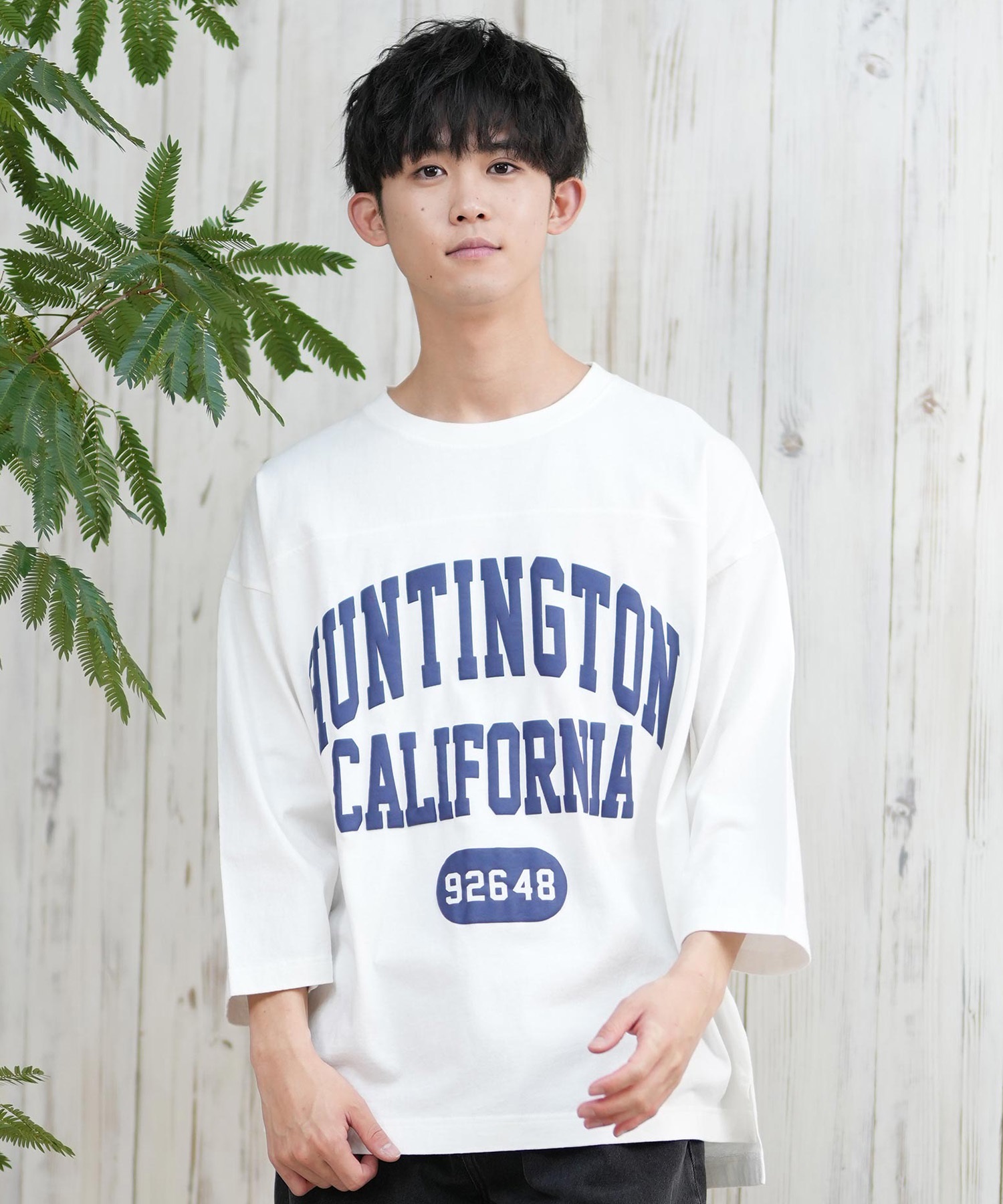 DEAR LAUREL ディアローレル 長袖 Tシャツ メンズ 七分袖 ロンT フロントプリント CAL 3 4 SLEEVE TEE D25S2200(WHT-M)