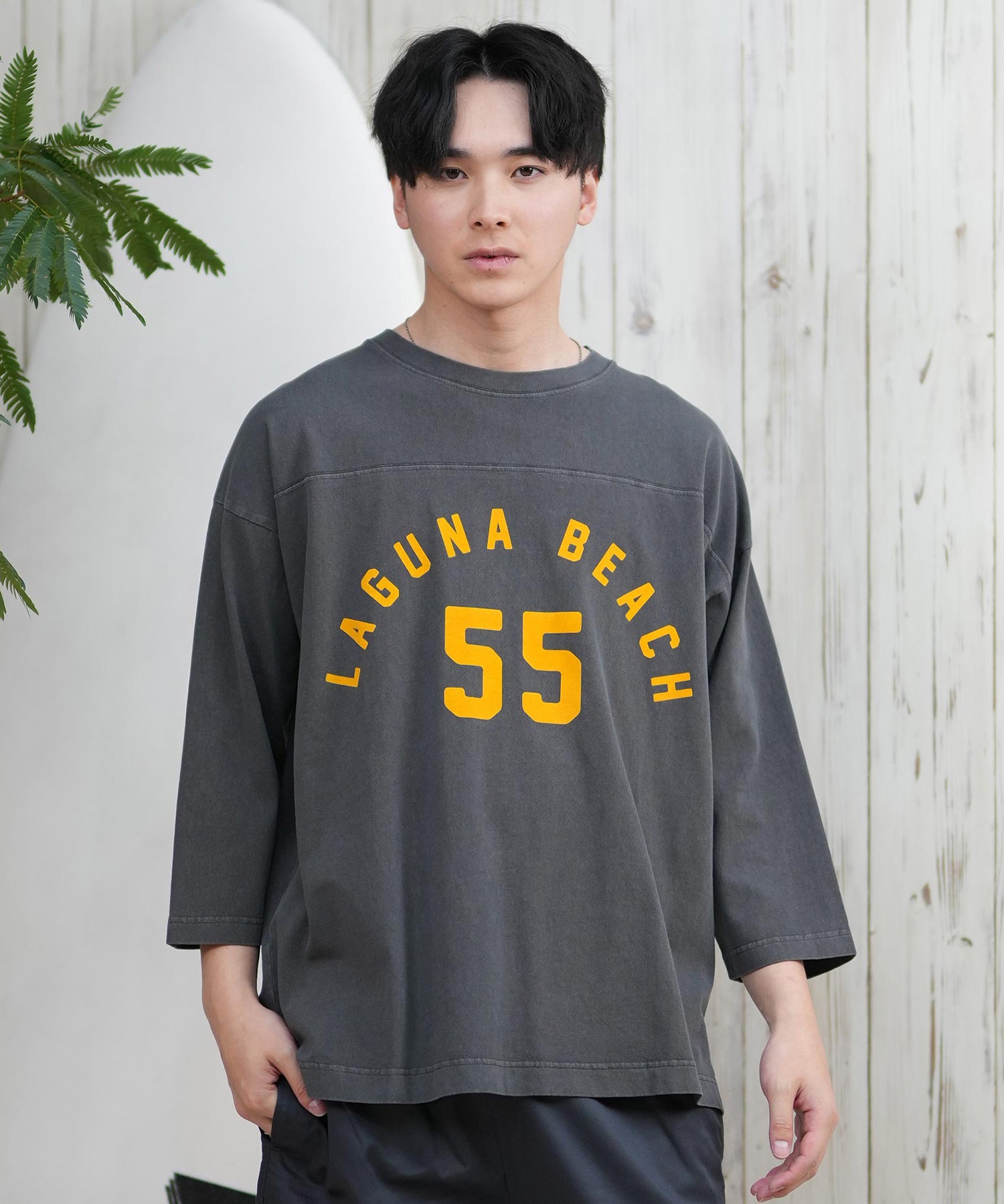 DEAR LAUREL ディアローレル 長袖 Tシャツ メンズ 七分袖 ロンT フロントプリント CAL 3 4 SLEEVE TEE D25S2200(WHT-M)