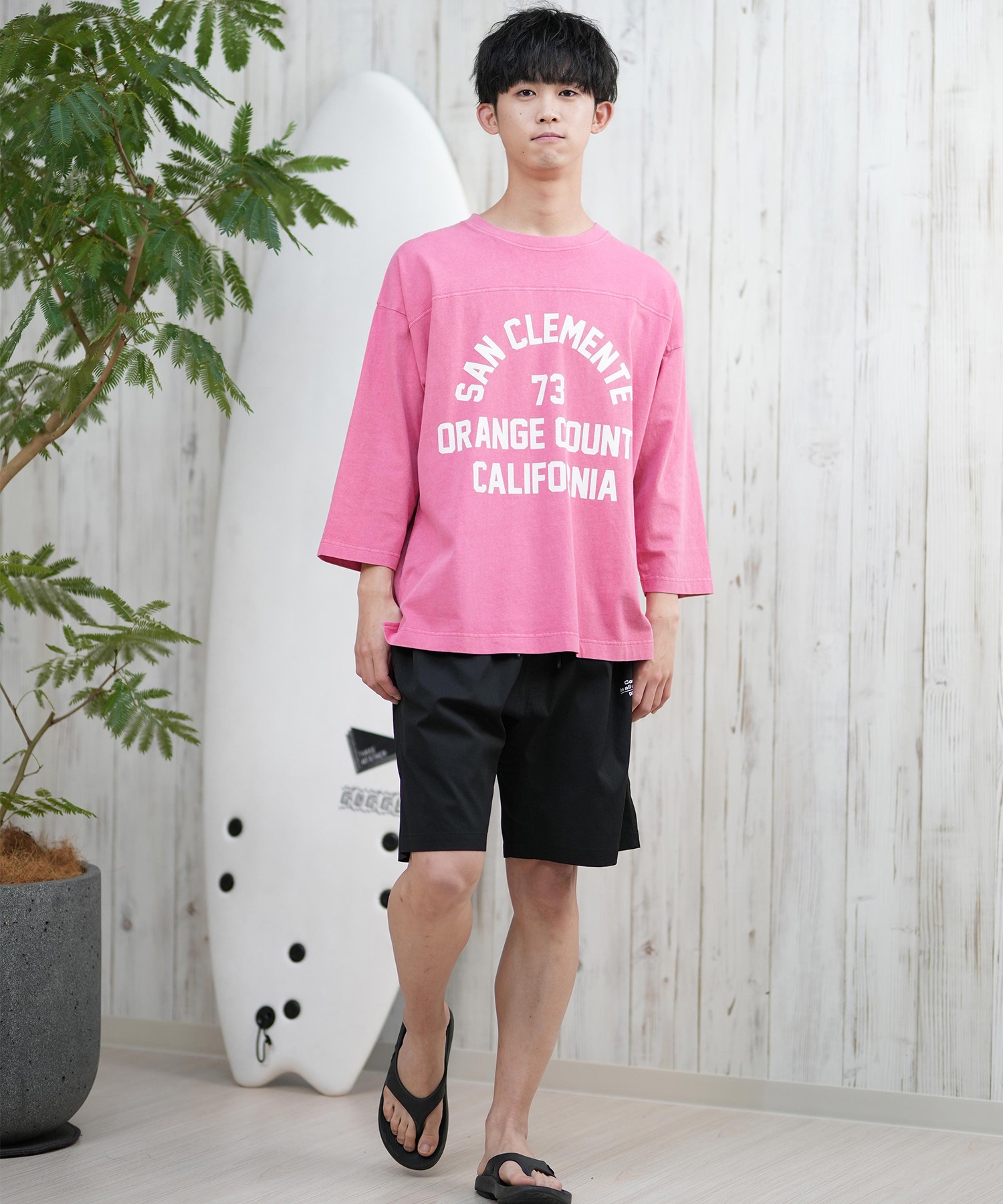 DEAR LAUREL ディアローレル 長袖 Tシャツ メンズ 七分袖 ロンT フロントプリント CAL 3 4 SLEEVE TEE D25S2200(WHT-M)