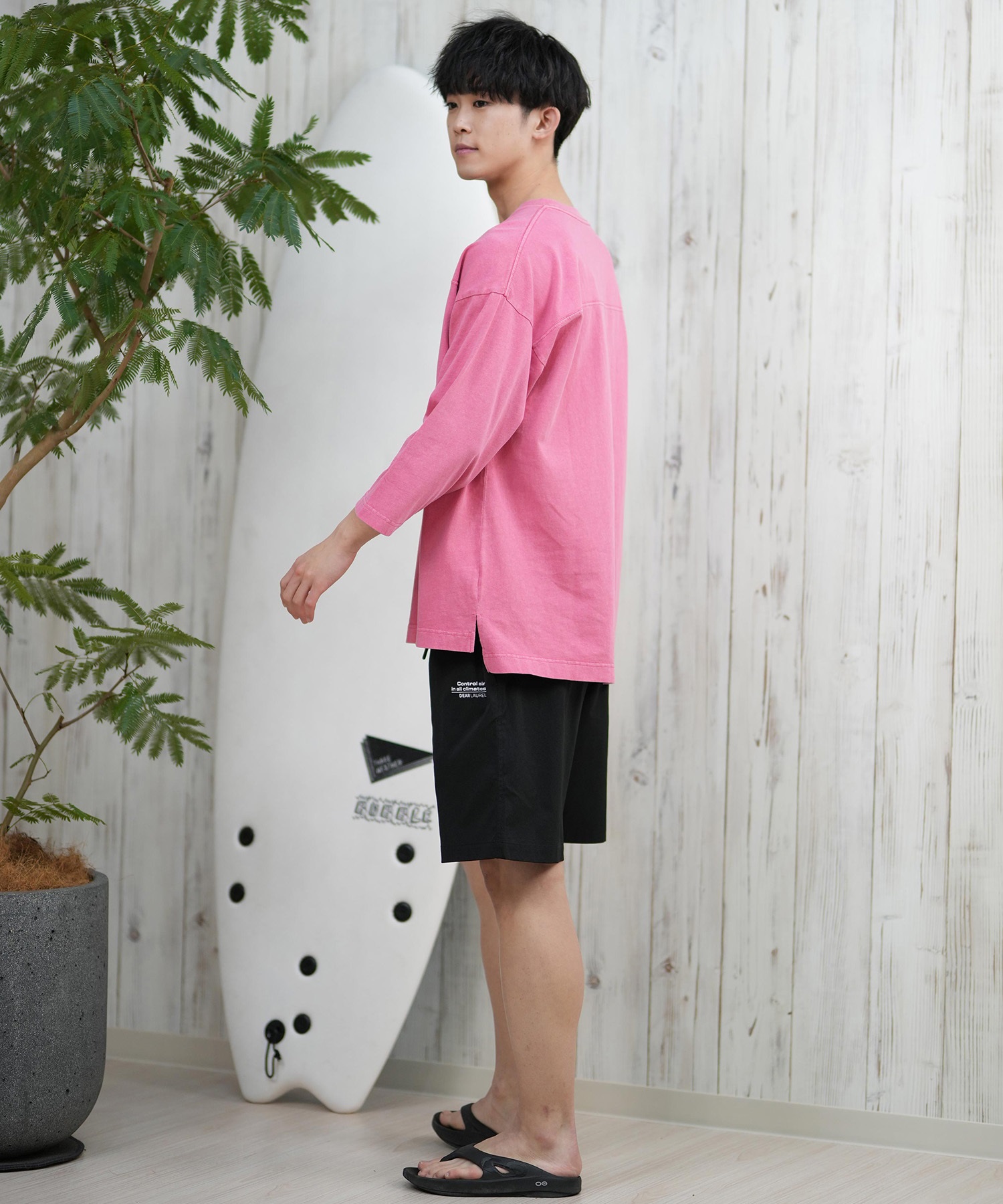 DEAR LAUREL ディアローレル 長袖 Tシャツ メンズ 七分袖 ロンT フロントプリント CAL 3 4 SLEEVE TEE D25S2200(WHT-M)