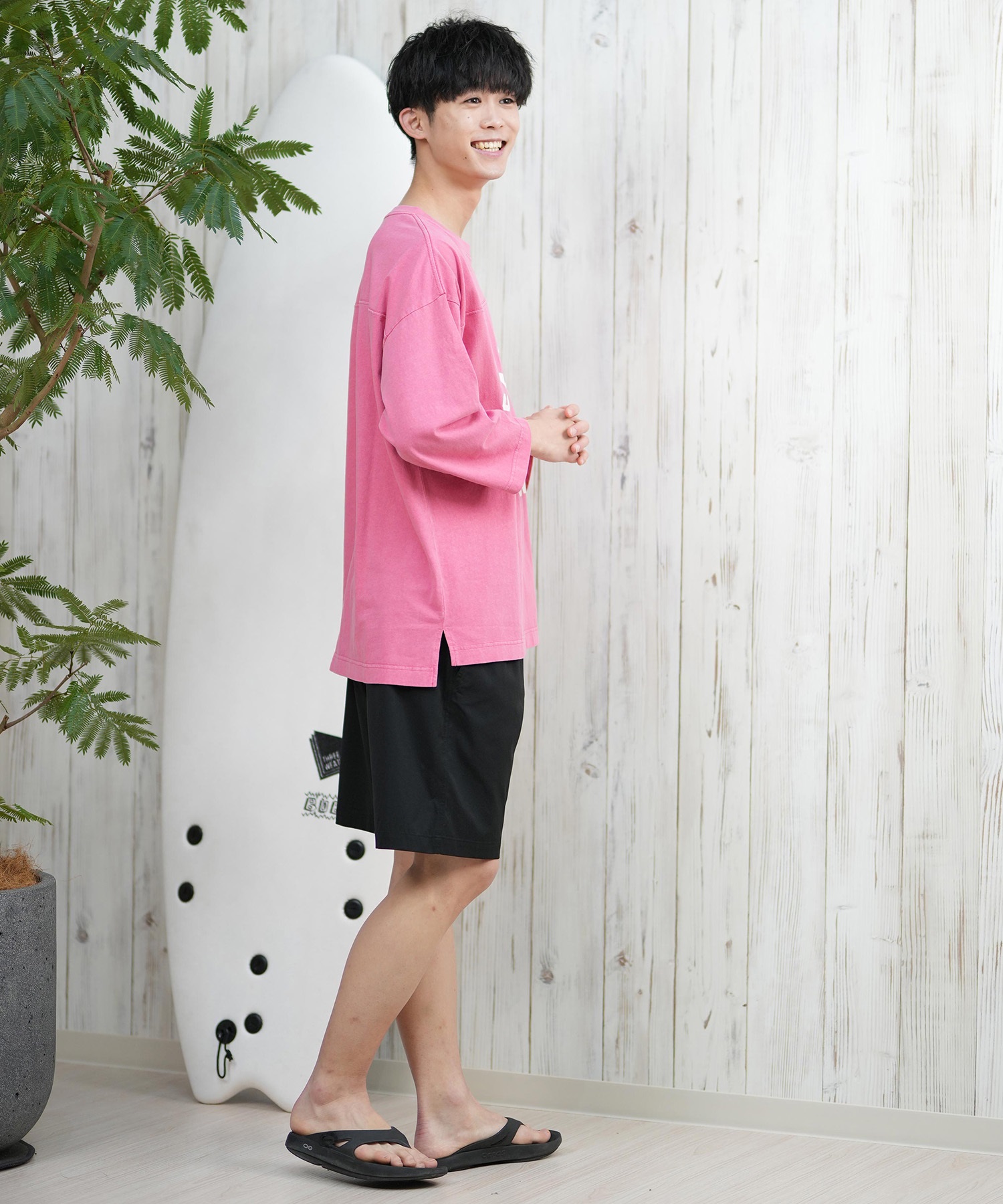 DEAR LAUREL ディアローレル 長袖 Tシャツ メンズ 七分袖 ロンT フロントプリント CAL 3 4 SLEEVE TEE D25S2200(WHT-M)