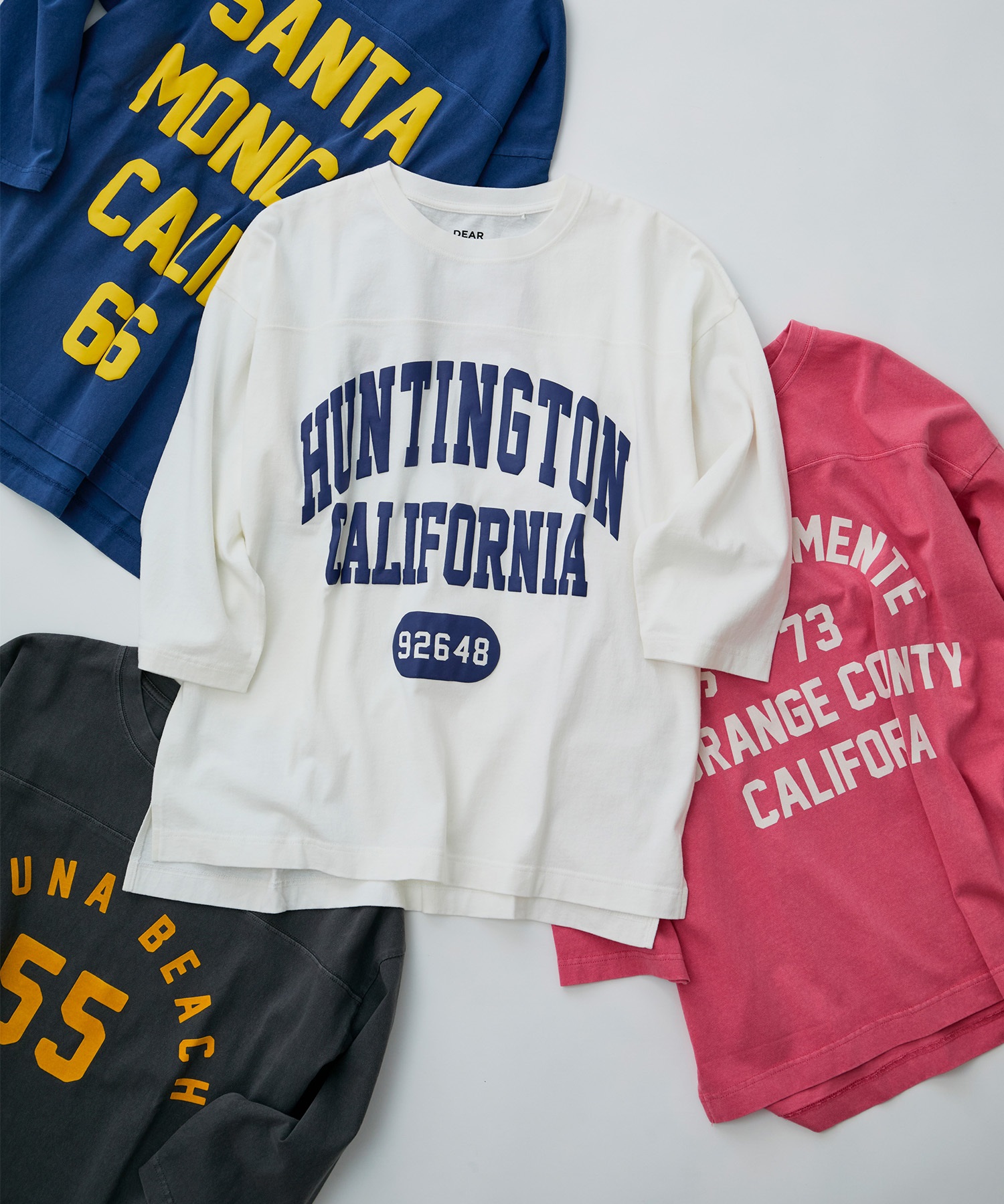 DEAR LAUREL ディアローレル 長袖 Tシャツ メンズ 七分袖 ロンT フロントプリント CAL 3 4 SLEEVE TEE D25S2200(WHT-M)