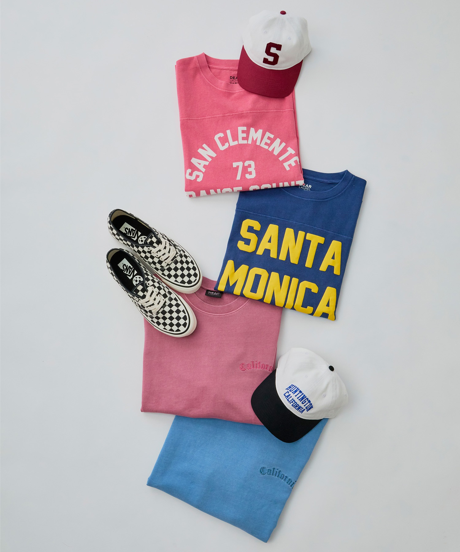 DEAR LAUREL ディアローレル 長袖 Tシャツ メンズ 七分袖 ロンT フロントプリント CAL 3 4 SLEEVE TEE D25S2200(WHT-M)