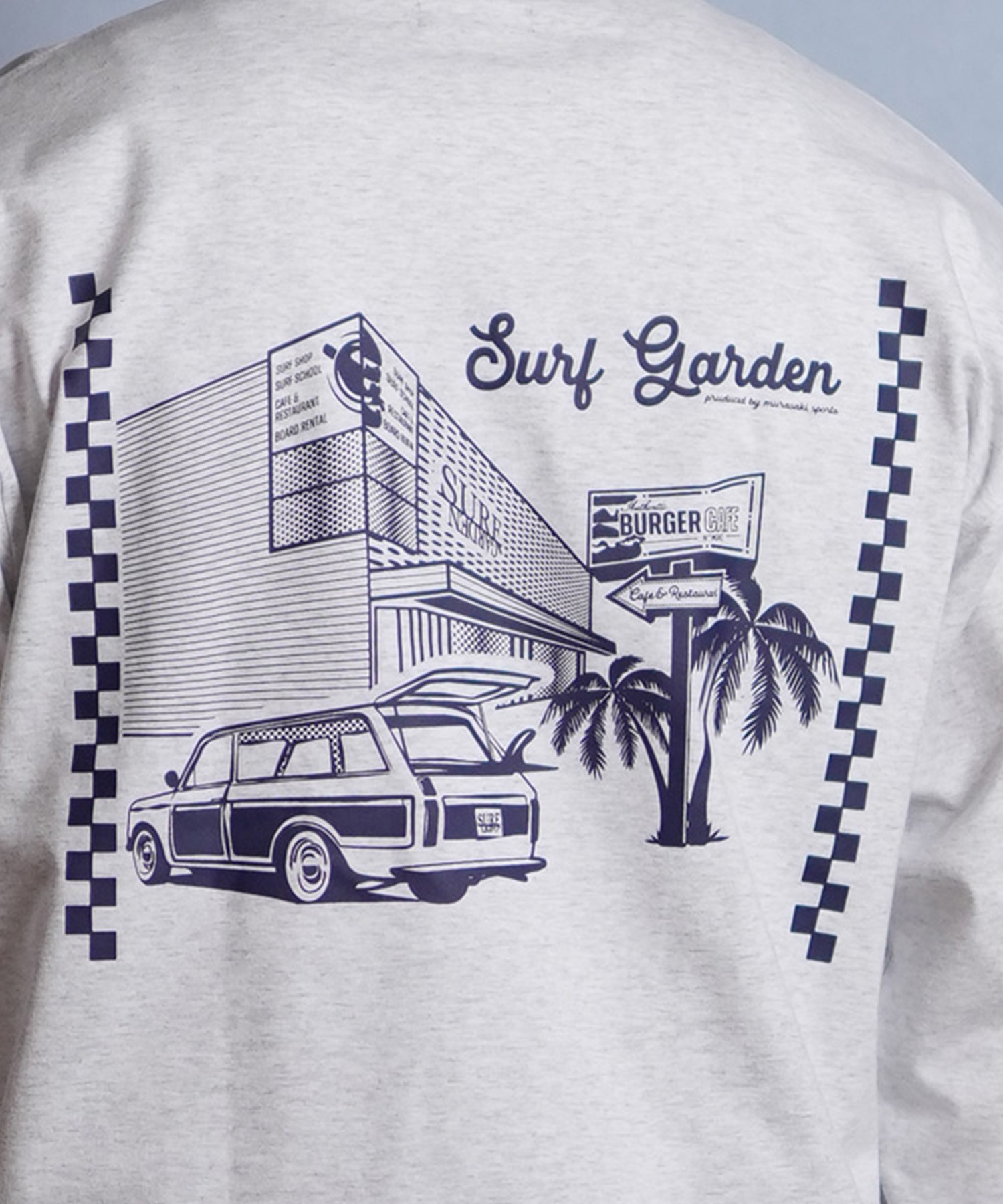 DEAR LAUREL ディアローレル 長袖 Tシャツ ロンT メンズ バックプリント SURF GARDEN LONG SLEEVE D25F-2201(BLK-M)