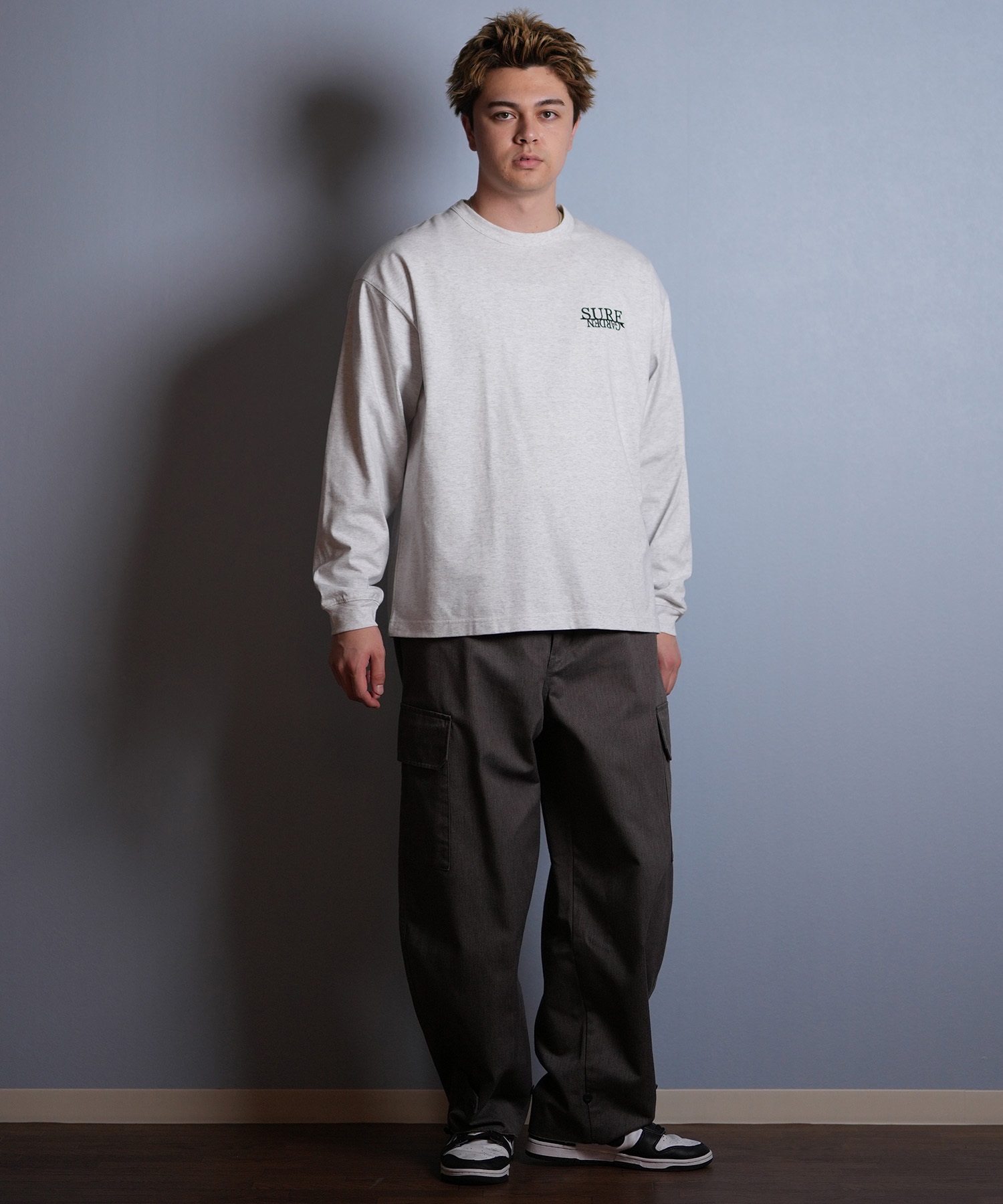 DEAR LAUREL ディアローレル 長袖 Tシャツ ロンT メンズ バックプリント SURF GARDEN LONG SLEEVE D25F-2201(BLK-M)