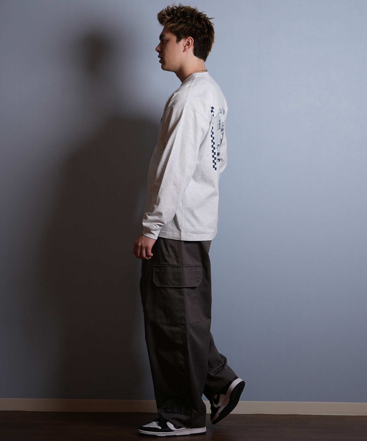 DEAR LAUREL ディアローレル 長袖 Tシャツ ロンT メンズ バックプリント SURF GARDEN LONG SLEEVE D25F-2201(BLK-M)