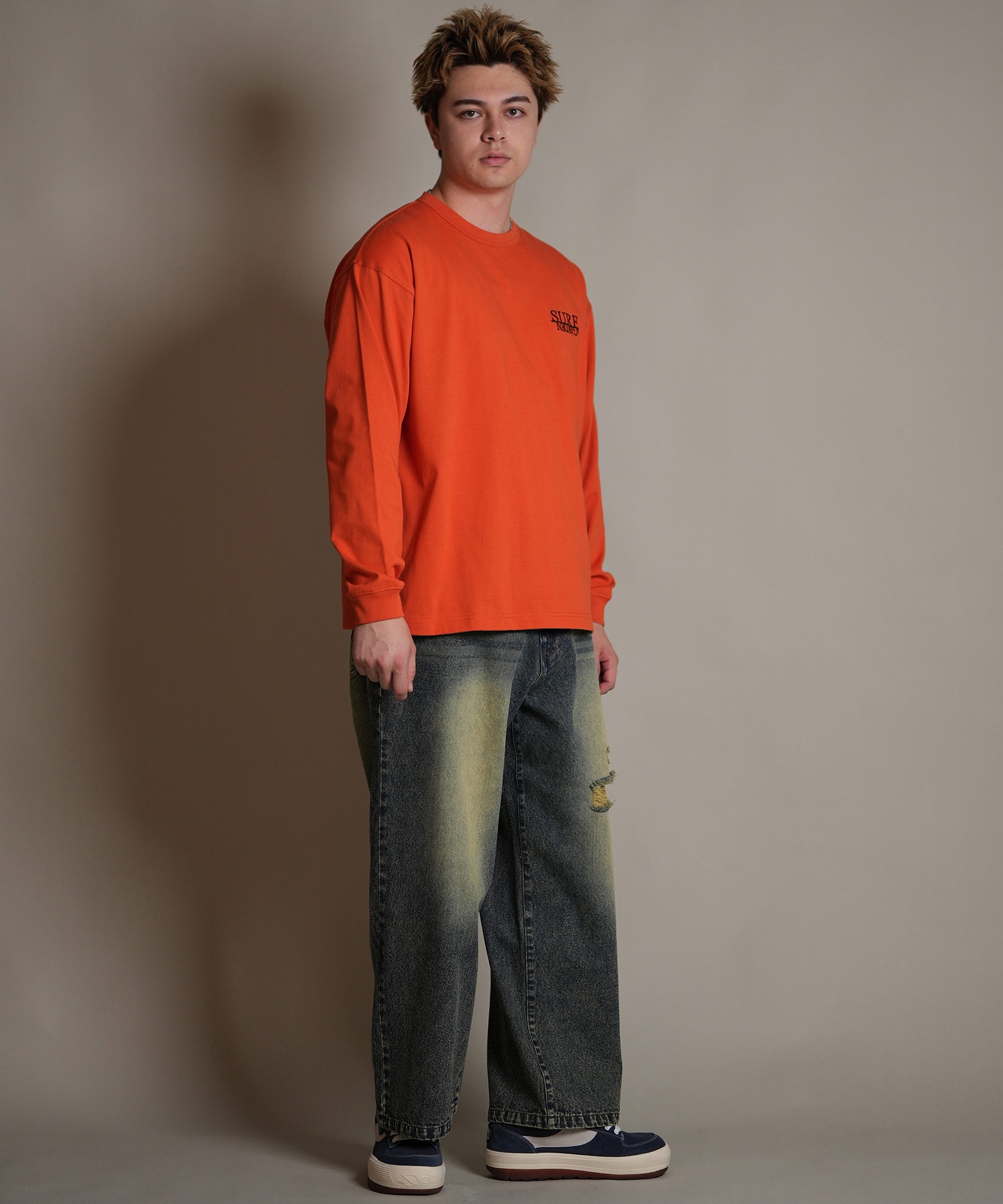 DEAR LAUREL ディアローレル 長袖 Tシャツ ロンT メンズ バックプリント SURF GARDEN LONG SLEEVE D25F-2201(BLK-M)