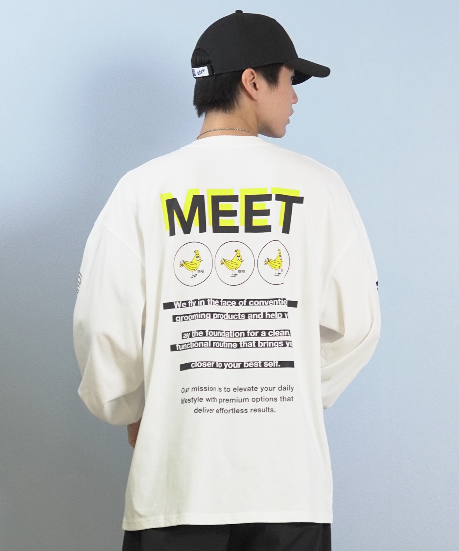 DEAR LAUREL ディアローレル × BYRD バード コラボ 長袖 Tシャツ ロンT メンズ バックプリント DL25F-BYRD01(WHT-M)