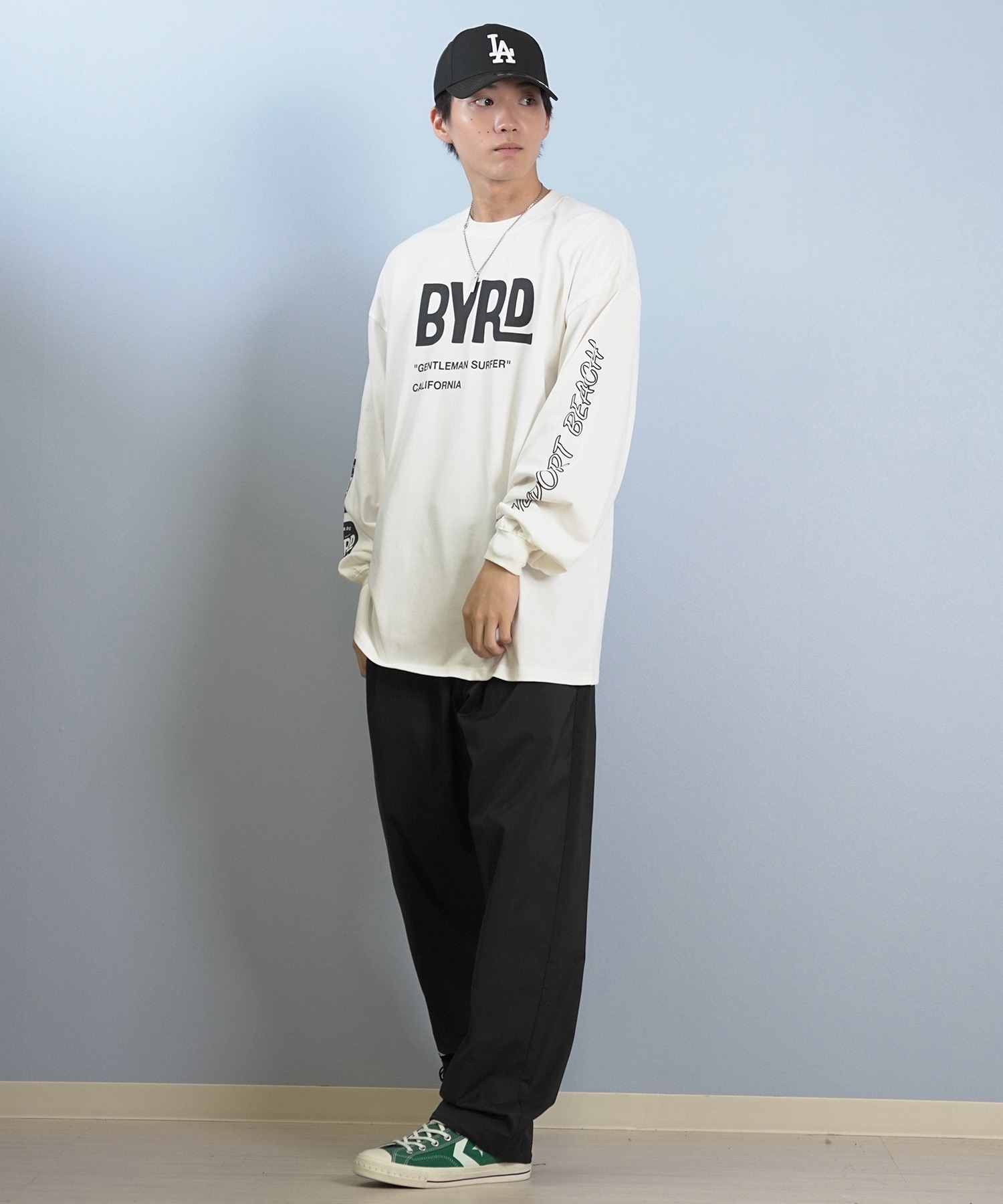 DEAR LAUREL ディアローレル × BYRD バード コラボ 長袖 Tシャツ ロンT メンズ バックプリント DL25F-BYRD01(WHT-M)