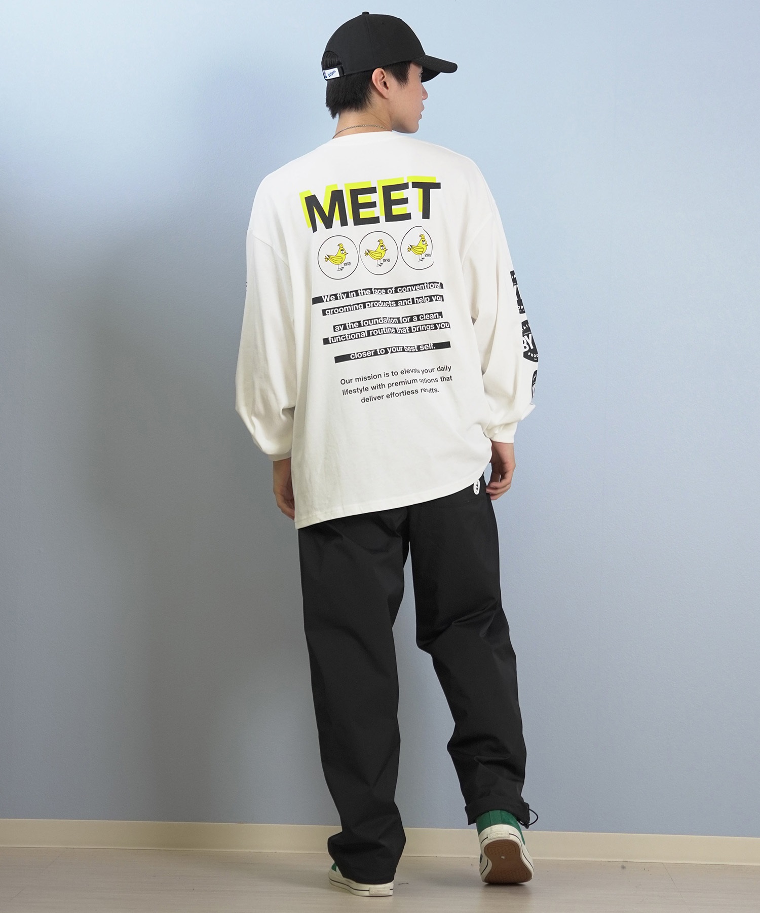 DEAR LAUREL ディアローレル × BYRD バード コラボ 長袖 Tシャツ ロンT メンズ バックプリント DL25F-BYRD01(WHT-M)