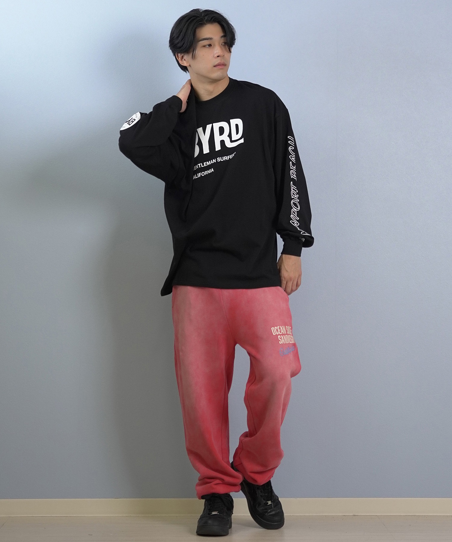 DEAR LAUREL ディアローレル × BYRD バード コラボ 長袖 Tシャツ ロンT メンズ バックプリント DL25F-BYRD01(WHT-M)