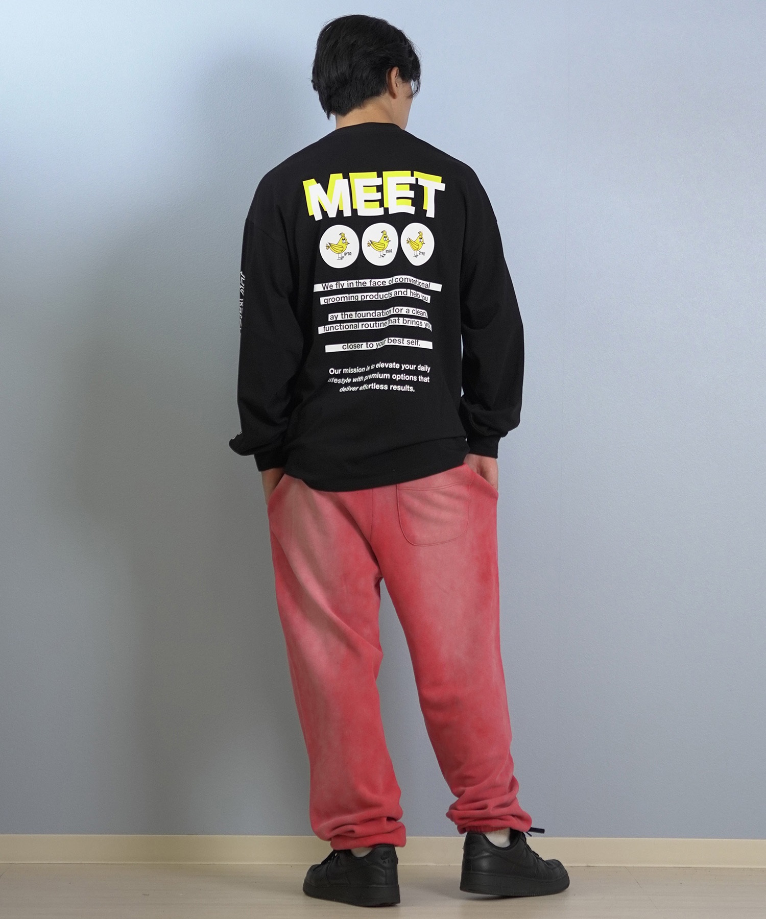 DEAR LAUREL ディアローレル × BYRD バード コラボ 長袖 Tシャツ ロンT メンズ バックプリント DL25F-BYRD01(WHT-M)