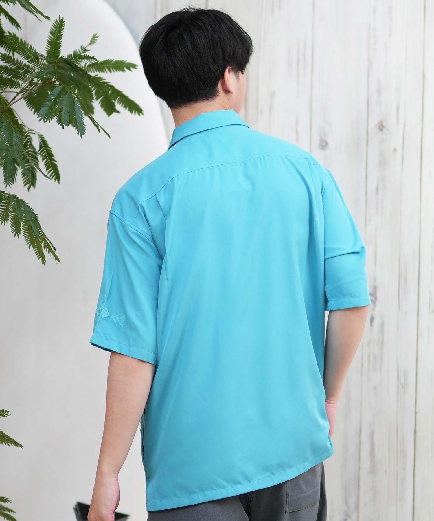 DEAR LAUREL ディアローレル 半袖 シャツ メンズ キューバシャツ 刺繍 D25S2402(BLK-M)