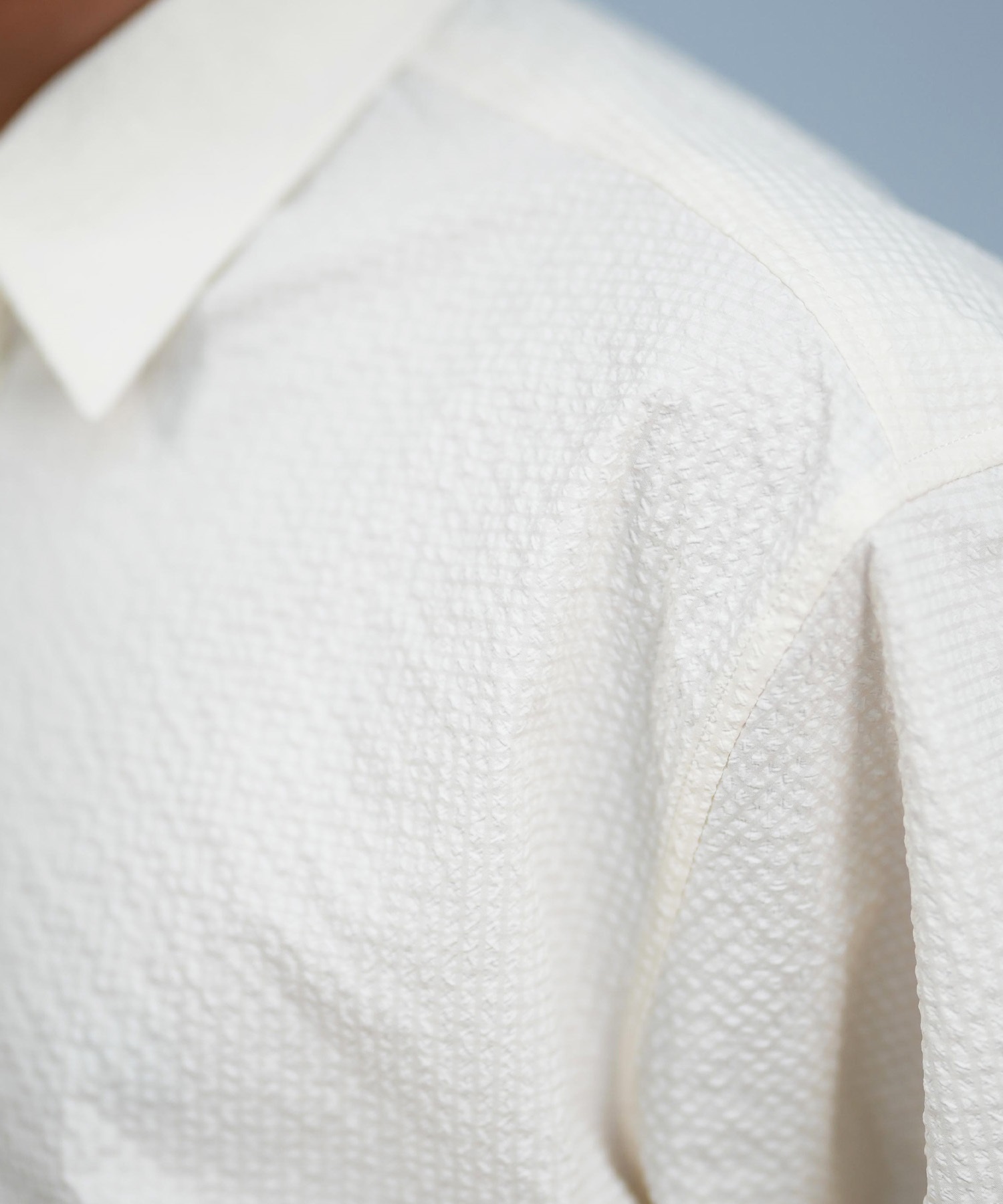 DEAR LAUREL ディアローレル 半袖 シャツ メンズ シアサッカー素材 軽量 ストレッチ 速乾 SEERSUCKER SHIRT D25S2404(OFF-M)