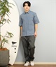 DEAR LAUREL ディアローレル 半袖 シャツ メンズ シアサッカー素材 軽量 ストレッチ 速乾 SEERSUCKER SHIRT D25S2404(OFF-M)