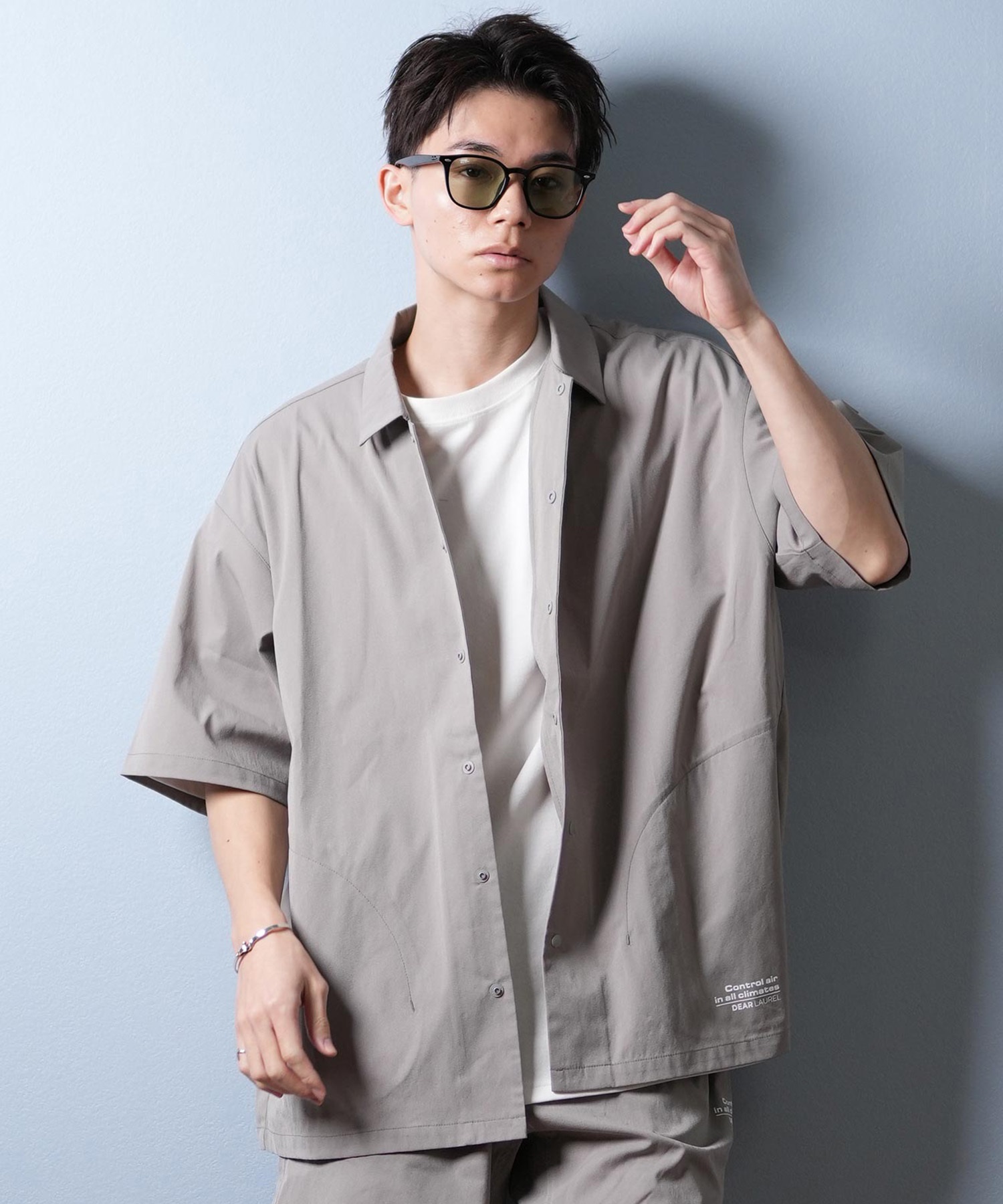 DEAR LAUREL ディアローレル 半袖 シャツ メンズ 接触冷感 吸汗速乾