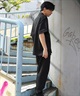 DEAR LAUREL ディアローレル 半袖 シャツ メンズ ワンポイント ロゴ シンプル 接触冷感 セットアップ対応 D25S2401(BLK-M)