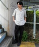 DEAR LAUREL ディアローレル 半袖 シャツ メンズ ワンポイント ロゴ シンプル 接触冷感 セットアップ対応 D25S2401(BLK-M)