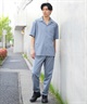 DEAR LAUREL ディアローレル 半袖 シャツ メンズ ワンポイント ロゴ シンプル 接触冷感 セットアップ対応 D25S2401(BLK-M)