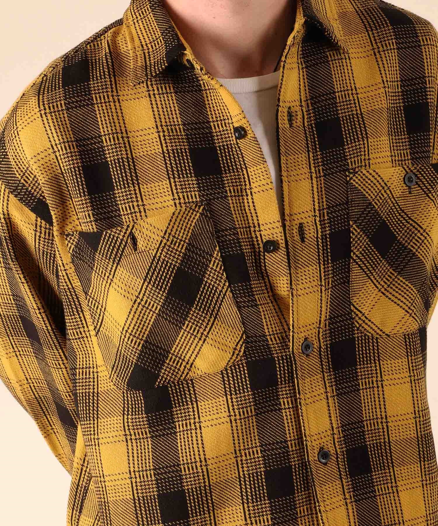 DEAR LAUREL ディアローレル 長袖 シャツ メンズ チェック ネルシャツ HEAVY FLANNEL SHIRT D25F-2601(MUS-M)