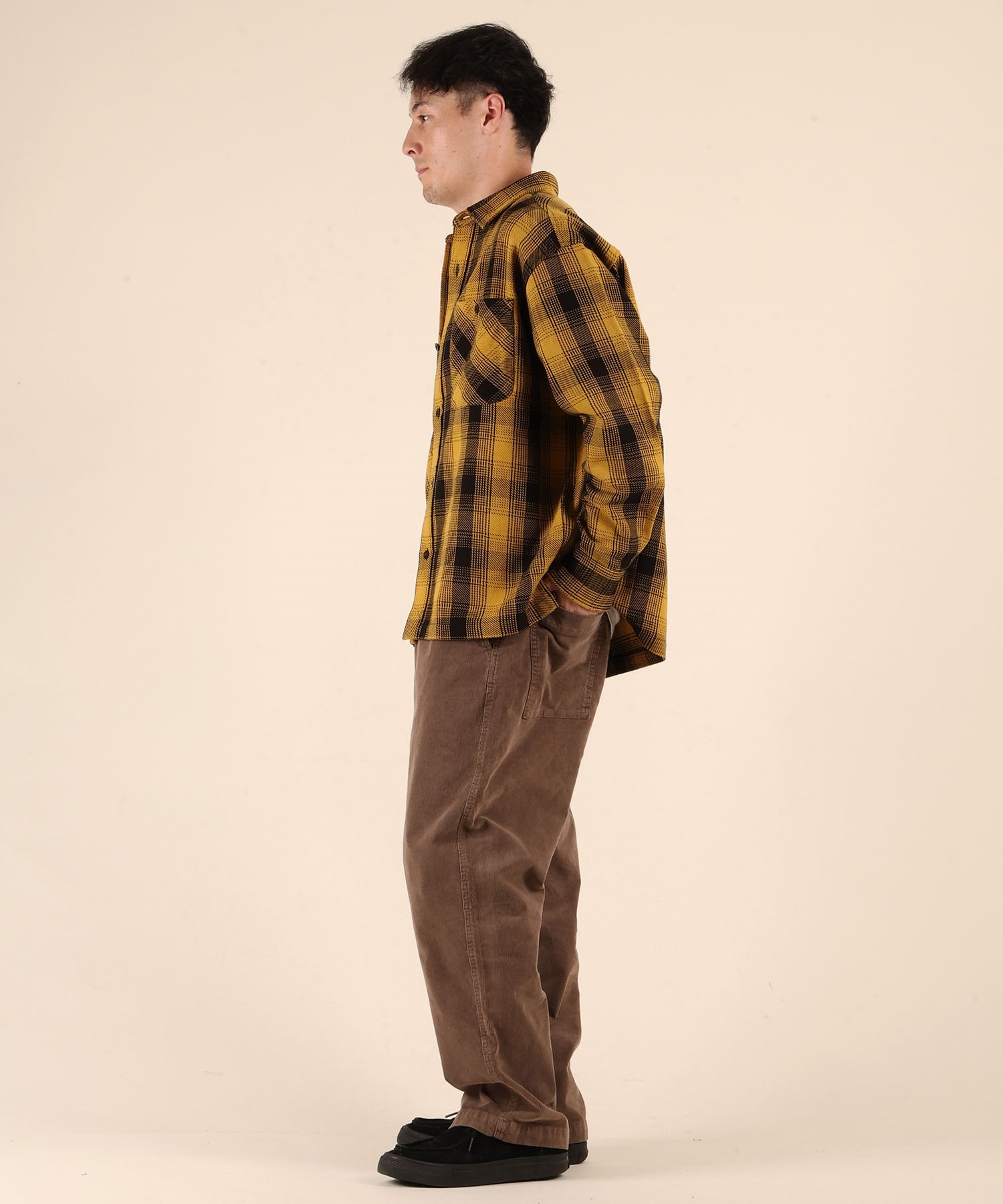 DEAR LAUREL ディアローレル 長袖 シャツ メンズ チェック ネルシャツ HEAVY FLANNEL SHIRT D25F-2601(MUS-M)