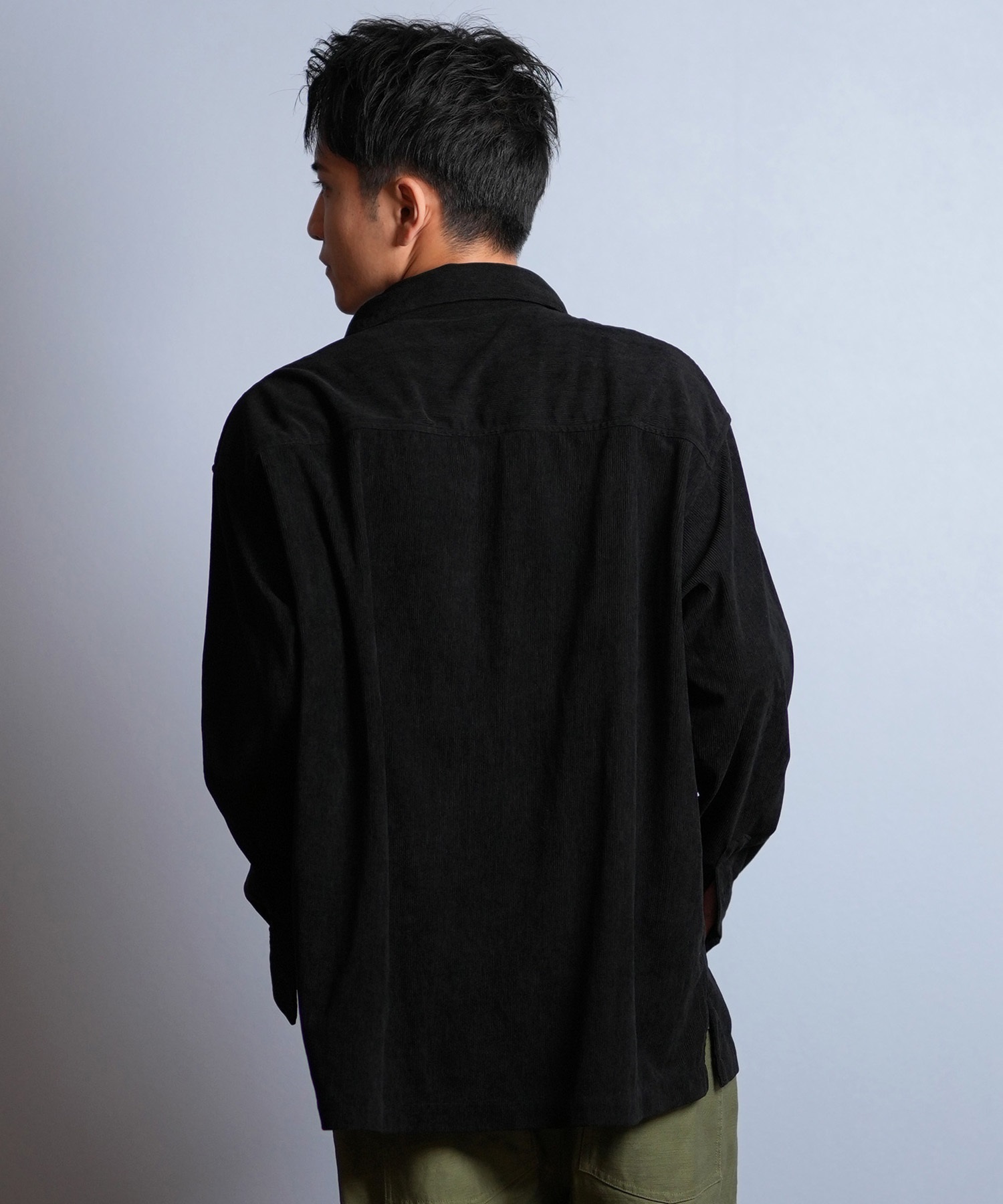 DEAR LAUREL ディアローレル 長袖 シャツ メンズ コーデュロイ 無地 シンプル CORDUROY SHIRT D25F-2602(WHT-M)