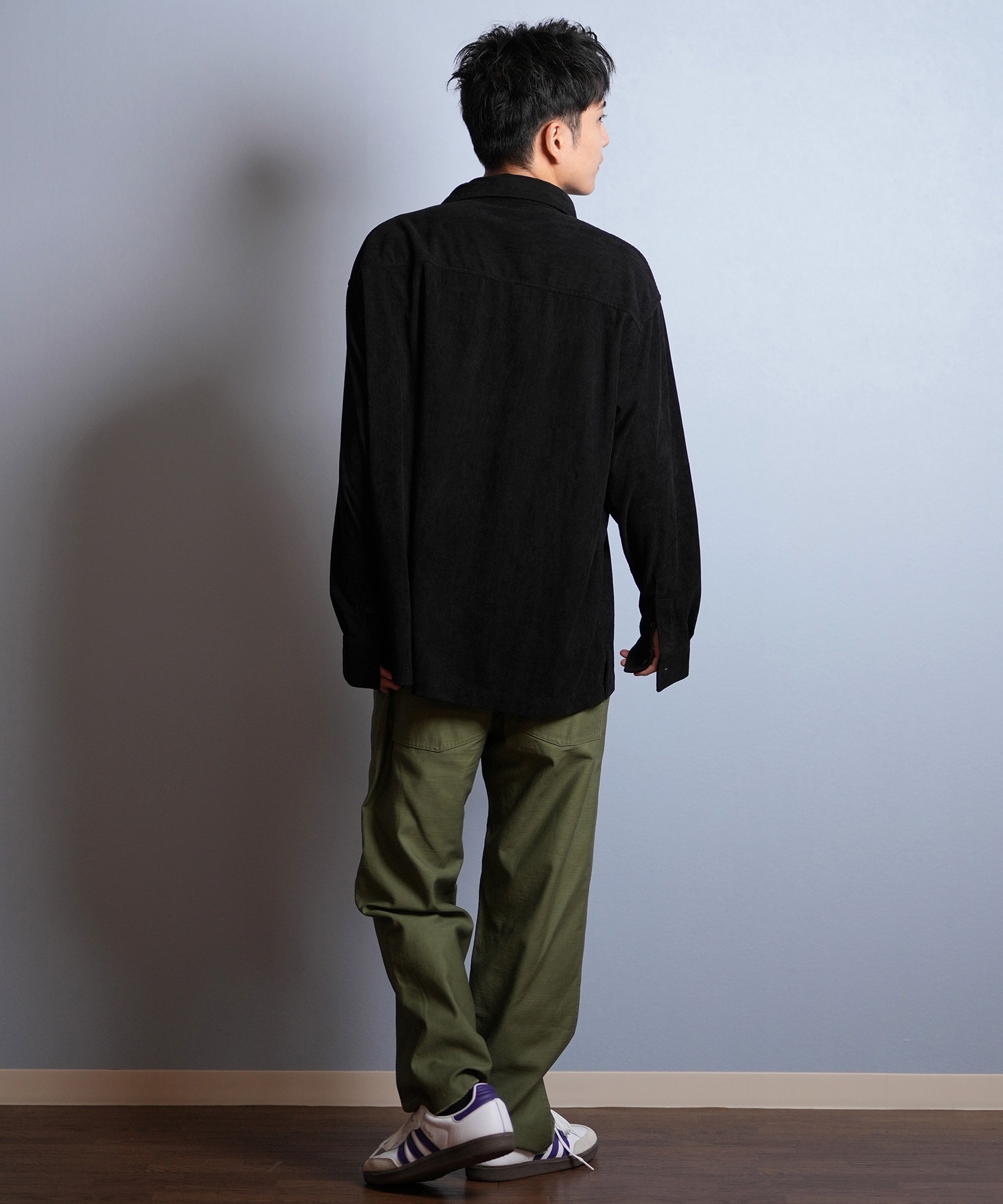 DEAR LAUREL ディアローレル 長袖 シャツ メンズ コーデュロイ 無地 シンプル CORDUROY SHIRT D25F-2602(WHT-M)