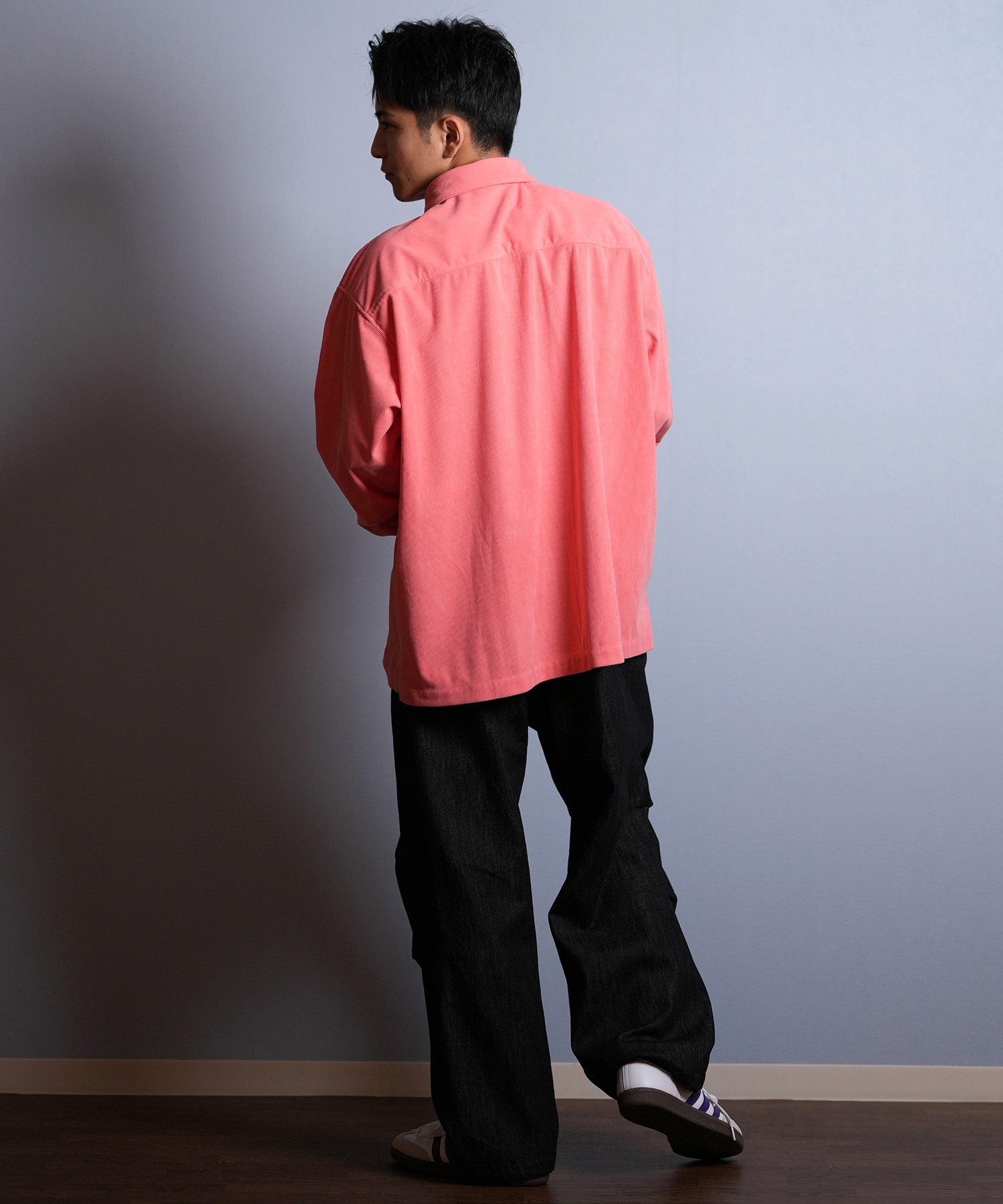 DEAR LAUREL ディアローレル 長袖 シャツ メンズ コーデュロイ 無地 シンプル CORDUROY SHIRT D25F-2602(WHT-M)