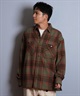 DEAR LAUREL ディアローレル 長袖 シャツ メンズ チェック ネルシャツ FLANNEL SHIRT D25F-2603(BLK-M)