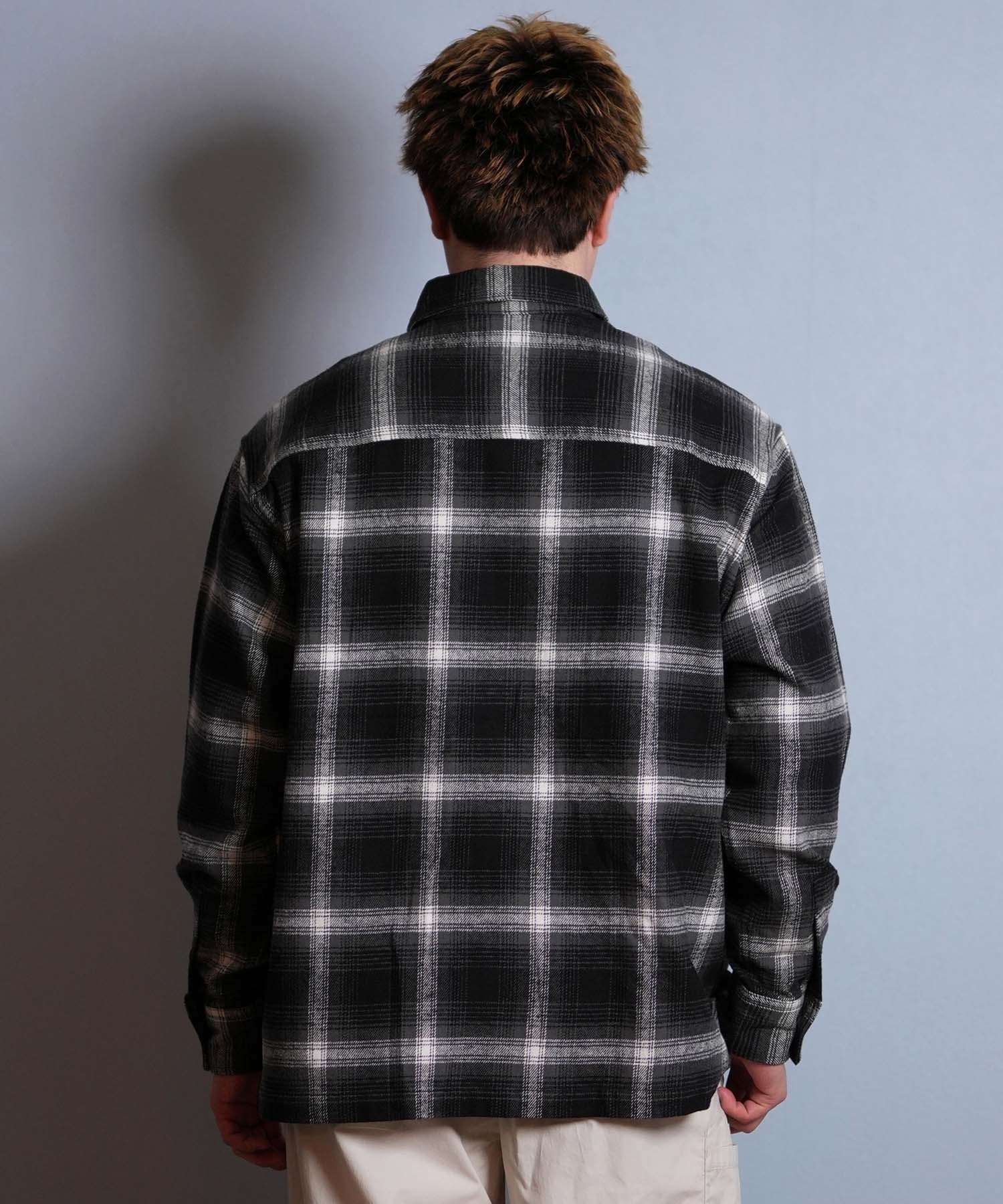 DEAR LAUREL ディアローレル 長袖 シャツ メンズ チェック ネルシャツ FLANNEL SHIRT D25F-2603(BLK-M)