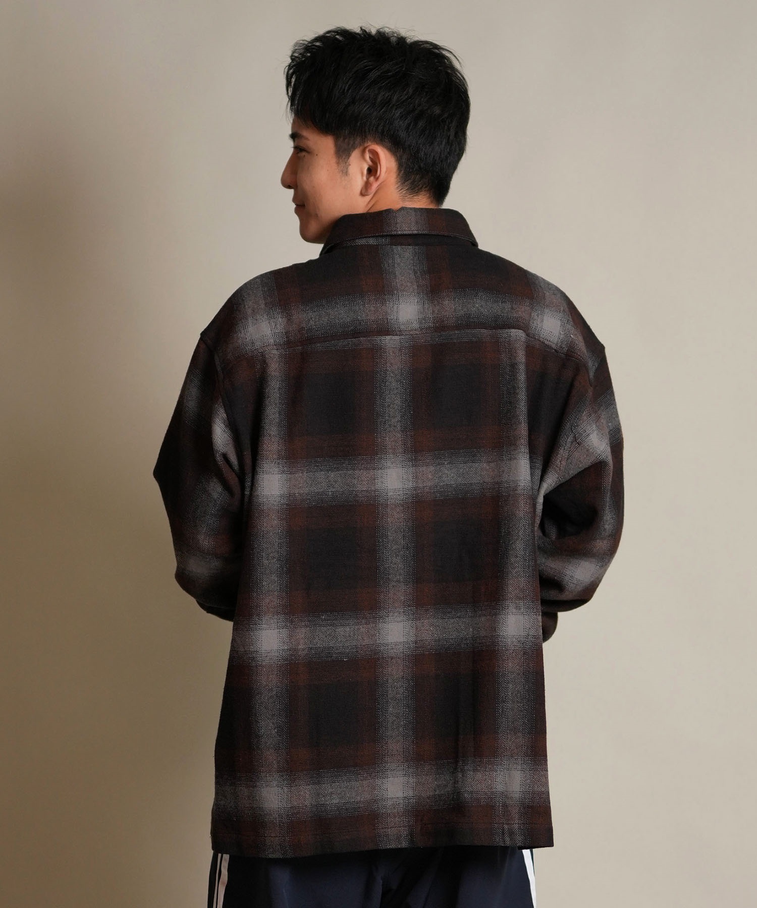 DEAR LAUREL ディアローレル 長袖 シャツ メンズ チェック ネルシャツ FLANNEL SHIRT D25F-2603(BLK-M)