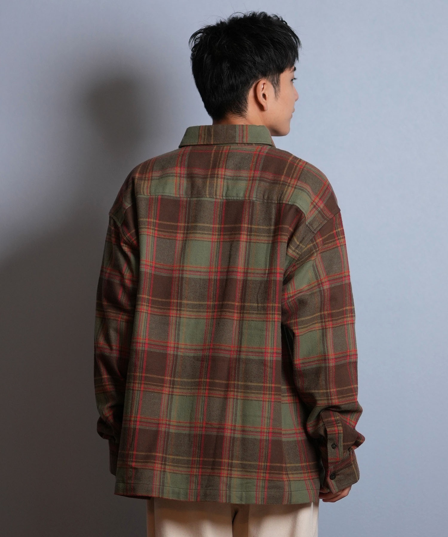 DEAR LAUREL ディアローレル 長袖 シャツ メンズ チェック ネルシャツ FLANNEL SHIRT D25F-2603(BLK-M)