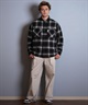 DEAR LAUREL ディアローレル 長袖 シャツ メンズ チェック ネルシャツ FLANNEL SHIRT D25F-2603(BLK-M)