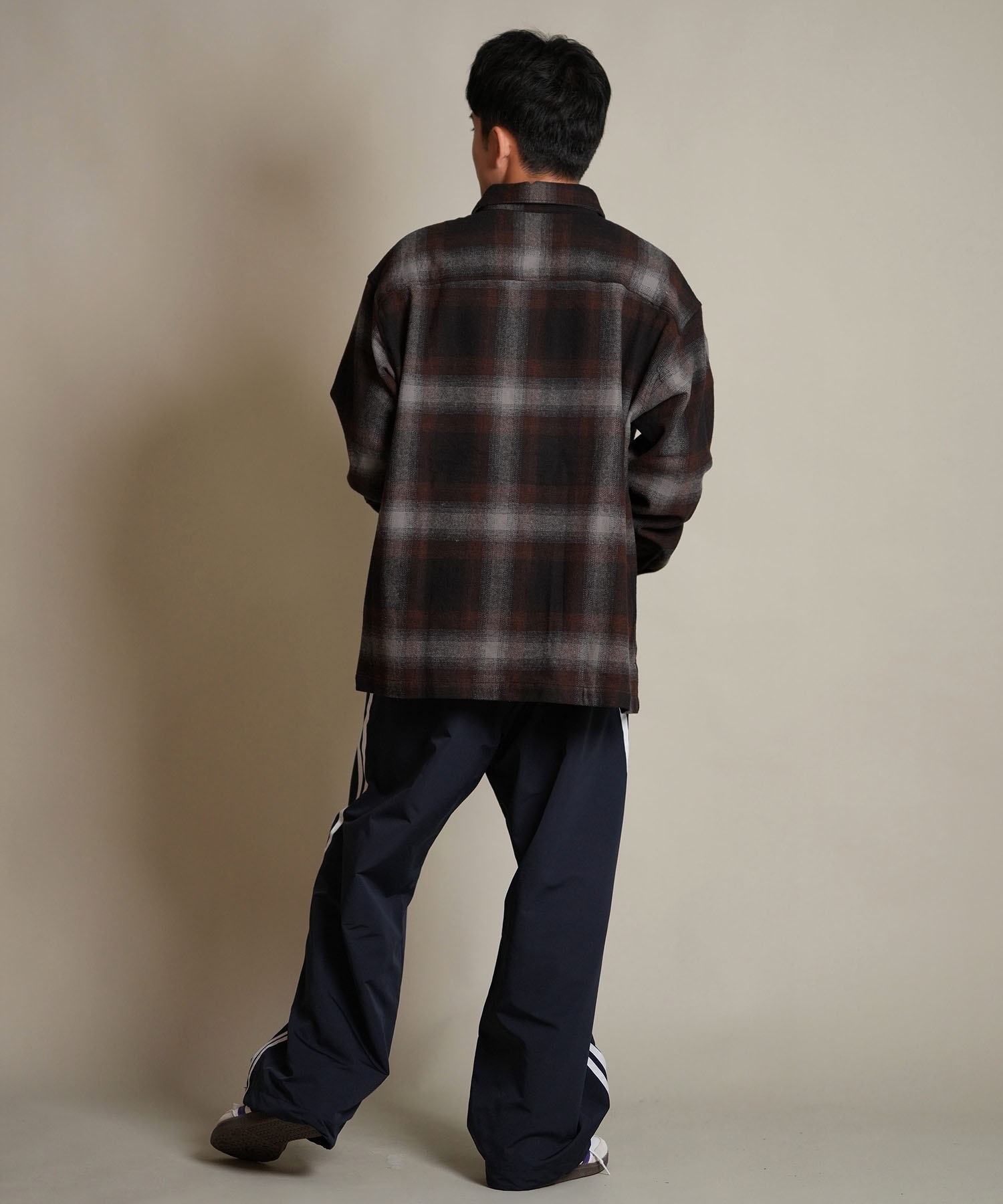 DEAR LAUREL ディアローレル 長袖 シャツ メンズ チェック ネルシャツ FLANNEL SHIRT D25F-2603(BLK-M)