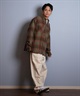 DEAR LAUREL ディアローレル 長袖 シャツ メンズ チェック ネルシャツ FLANNEL SHIRT D25F-2603(BLK-M)