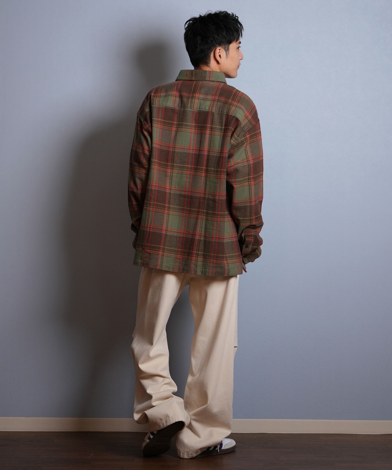DEAR LAUREL ディアローレル 長袖 シャツ メンズ チェック ネルシャツ FLANNEL SHIRT D25F-2603(BLK-M)