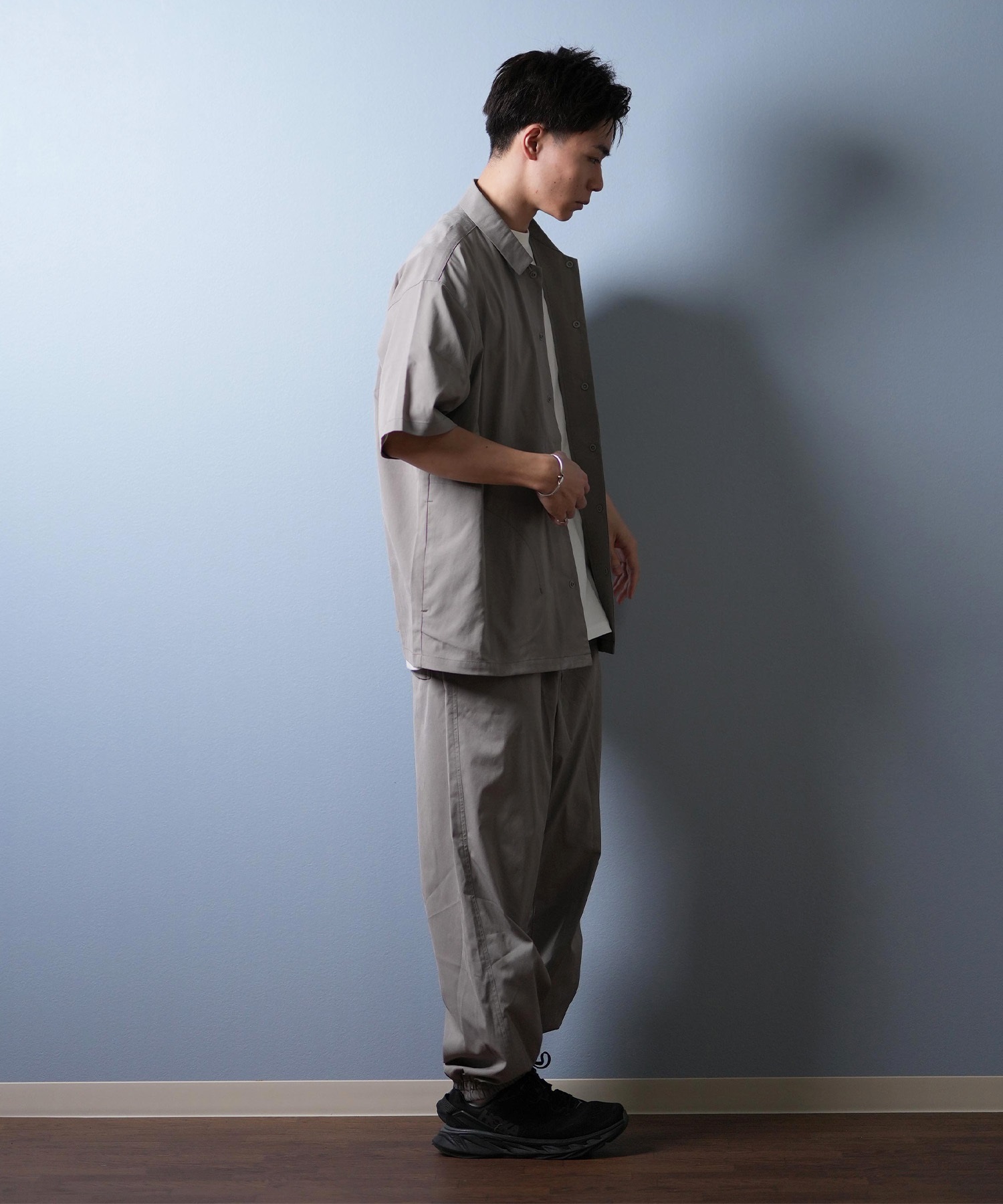 m4490【キラーループ】Y2K スノボーパンツ ナイロンパンツ 2way 薄手 wide silhouette pants / black（ワイドシルエットパンツ