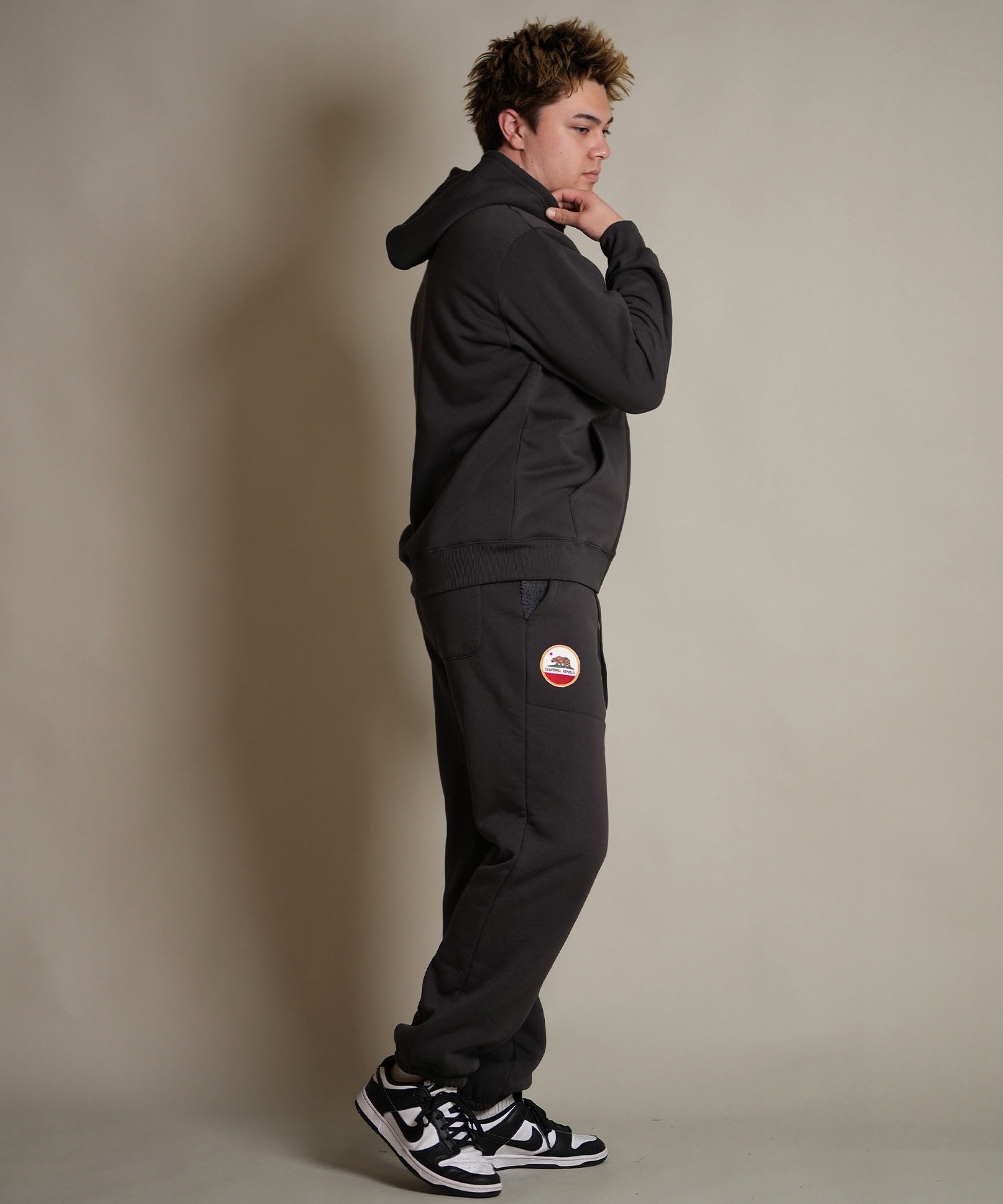 DEAR LAUREL ディアローレル ロングパンツ メンズ スウェット パンツ ボア セットアップ対応 D25F-3103(BLK-M)