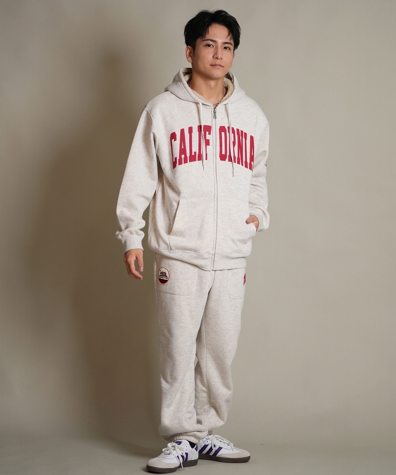 DEAR LAUREL ディアローレル ロングパンツ メンズ スウェット パンツ ボア セットアップ対応 D25F-3103(BLK-M)
