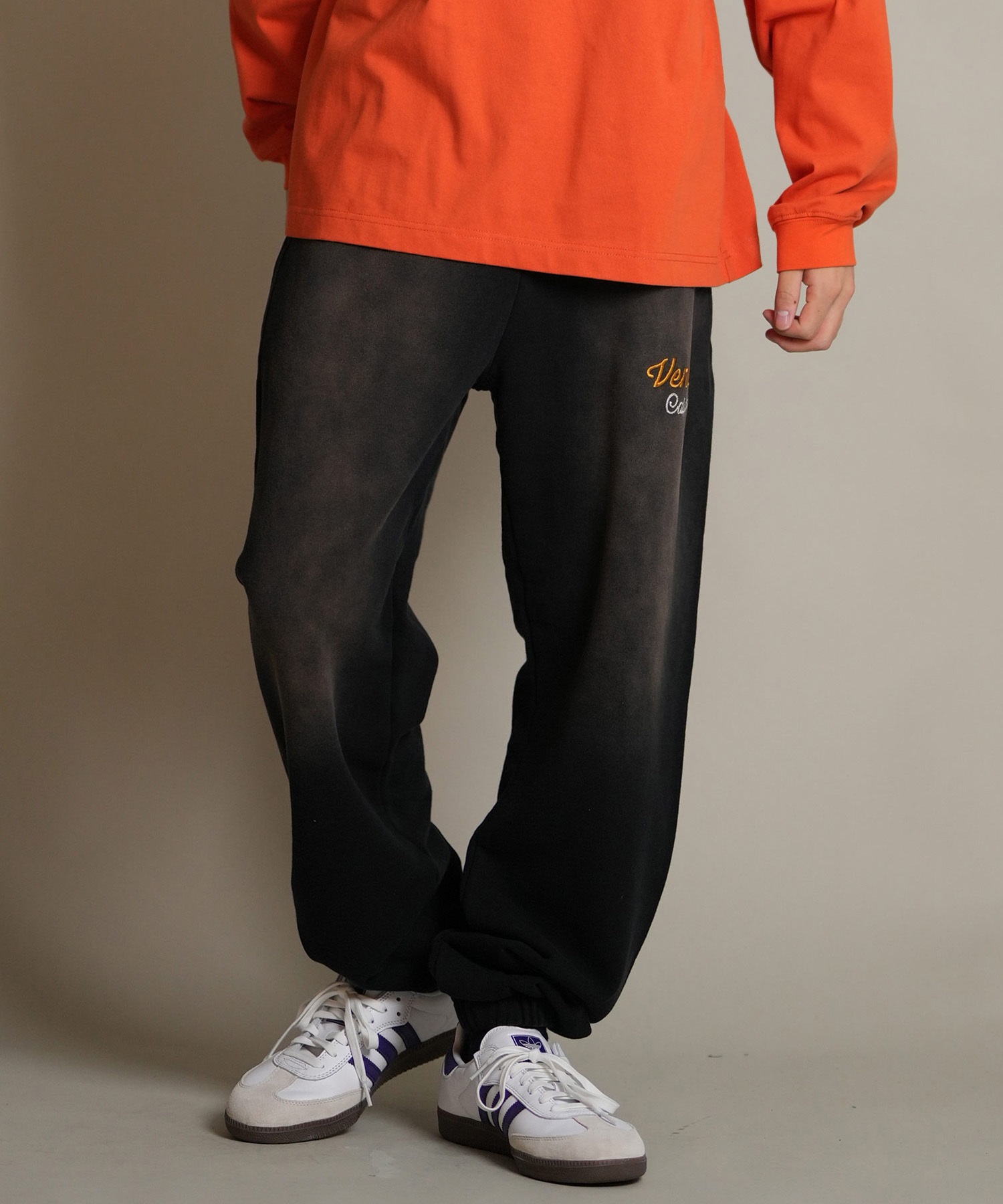 DEAR LAUREL ディアローレル ロングパンツ ロンパン メンズ スウェットパンツ ヴィンテージ加工 裏毛 セットアップ対応 D25F-3104(BLK-M)