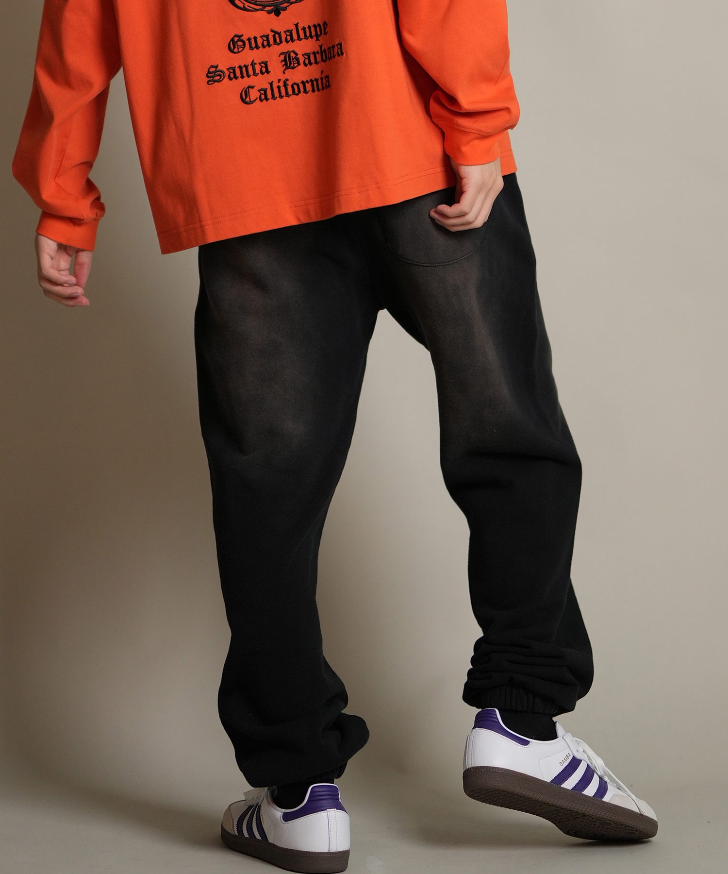 DEAR LAUREL ディアローレル ロングパンツ ロンパン メンズ スウェットパンツ ヴィンテージ加工 裏毛 セットアップ対応 D25F-3104(BLK-M)