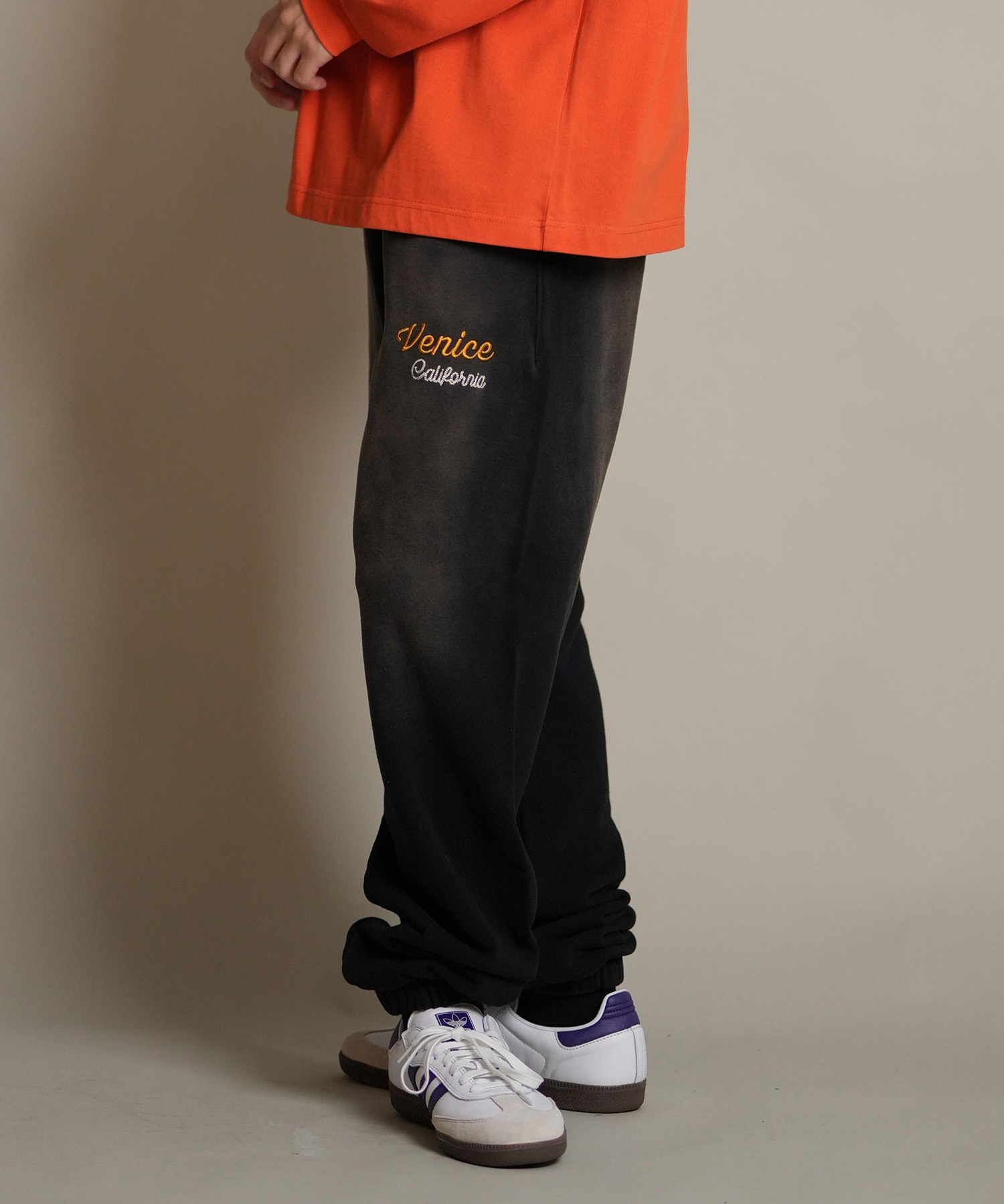 DEAR LAUREL ディアローレル ロングパンツ ロンパン メンズ スウェットパンツ ヴィンテージ加工 裏毛 セットアップ対応 D25F-3104(BLK-M)