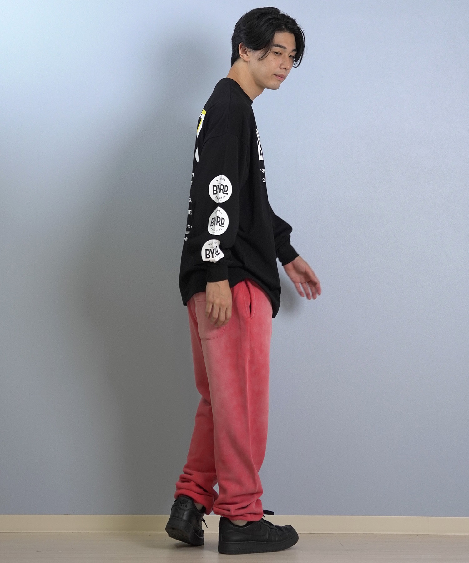 DEAR LAUREL ディアローレル ロングパンツ ロンパン メンズ スウェットパンツ ヴィンテージ加工 裏毛 セットアップ対応 D25F-3104(BLK-M)