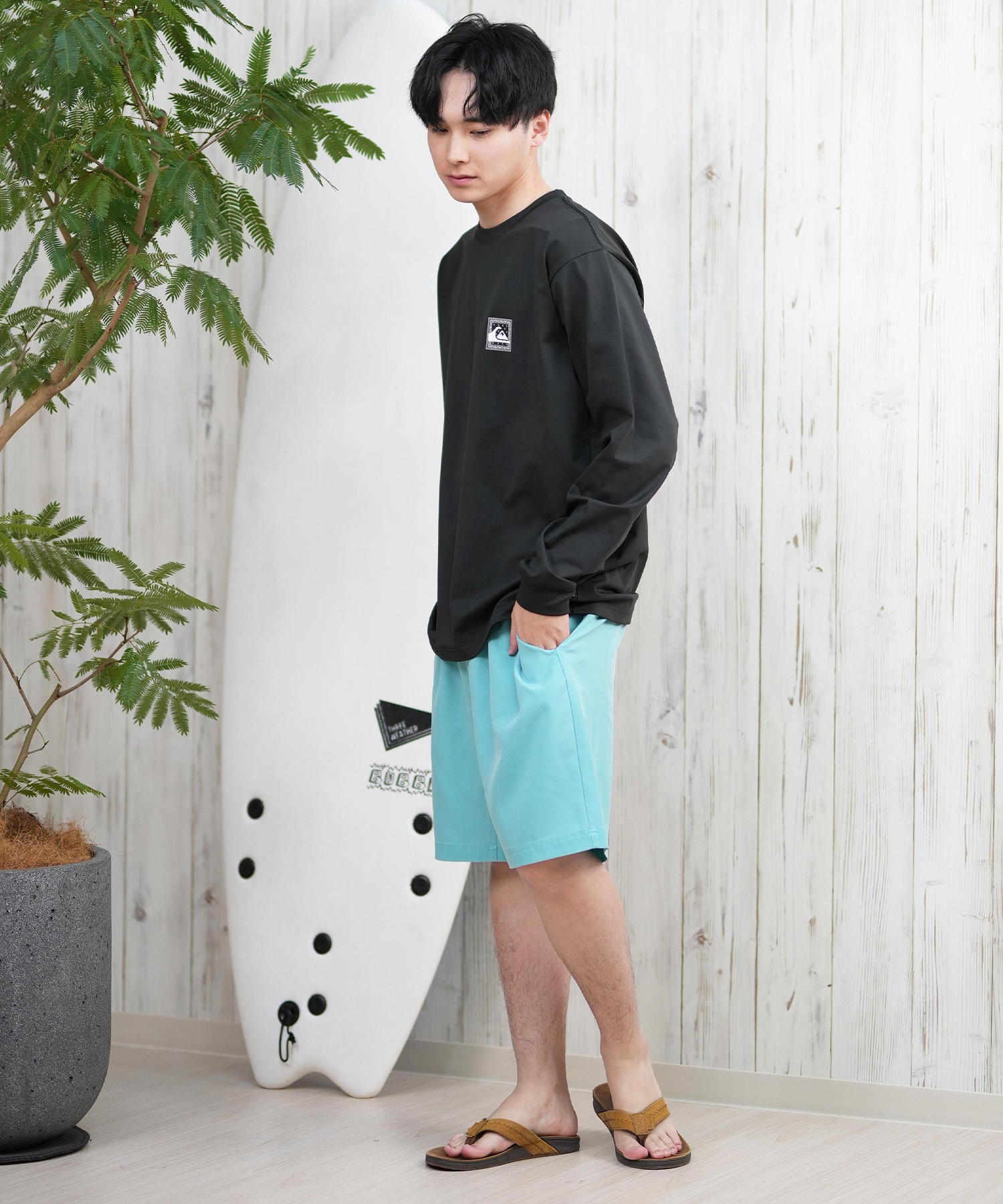 DEAR LAUREL ディアローレル ショートパンツ メンズ ショーツ トランクス 水着 水陸両用 ユーティリティー UVカット D25S3305(GRY-M)