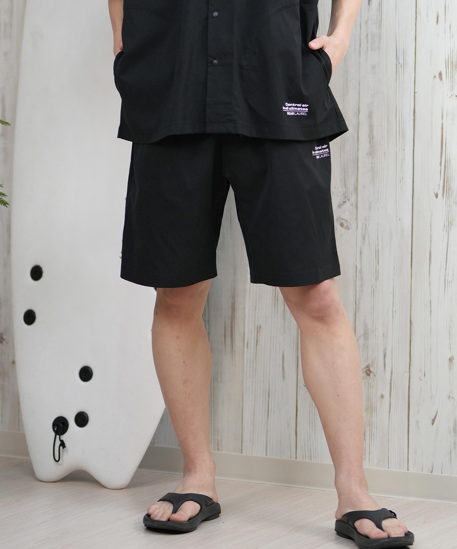 DEAR LAUREL ディアローレル ハーフパンツ ショートパンツ メンズ ショーツ 接触冷感 吸汗速乾 COOL SHORTS D25S3308(BLK-M)