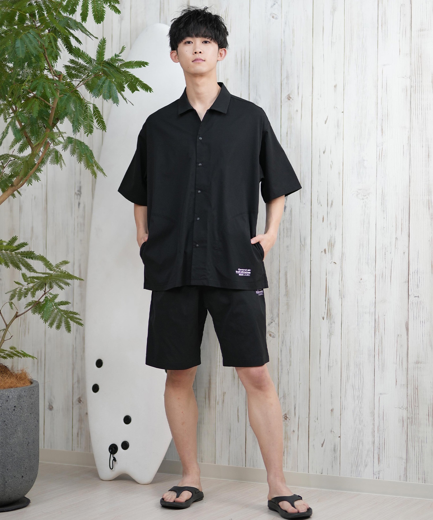 DEAR LAUREL ディアローレル ハーフパンツ ショートパンツ メンズ ショーツ 接触冷感 吸汗速乾 COOL SHORTS D25S3308(BLK-M)