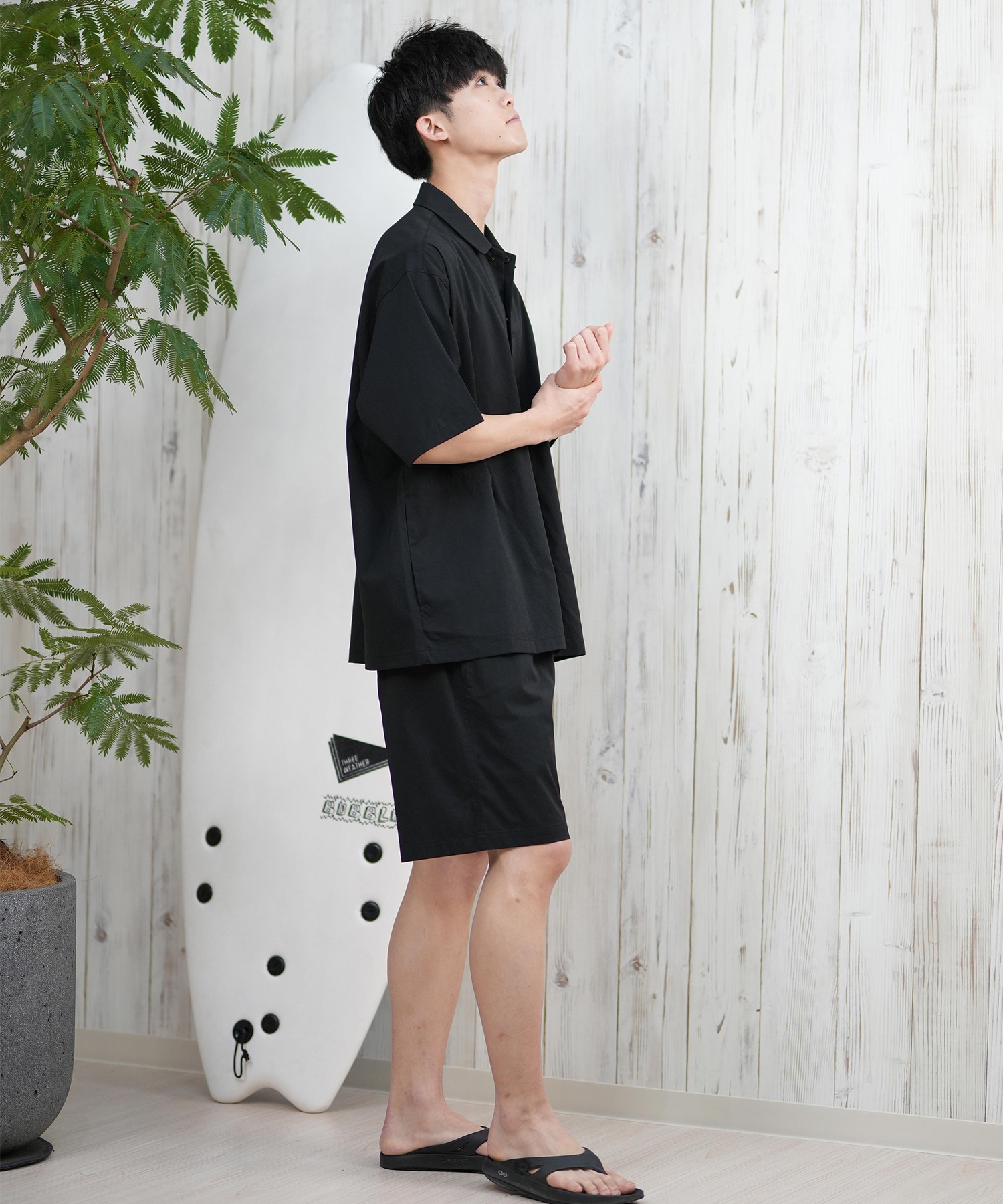 DEAR LAUREL ディアローレル ハーフパンツ ショートパンツ メンズ ショーツ 接触冷感 吸汗速乾 COOL SHORTS D25S3308(BLK-M)
