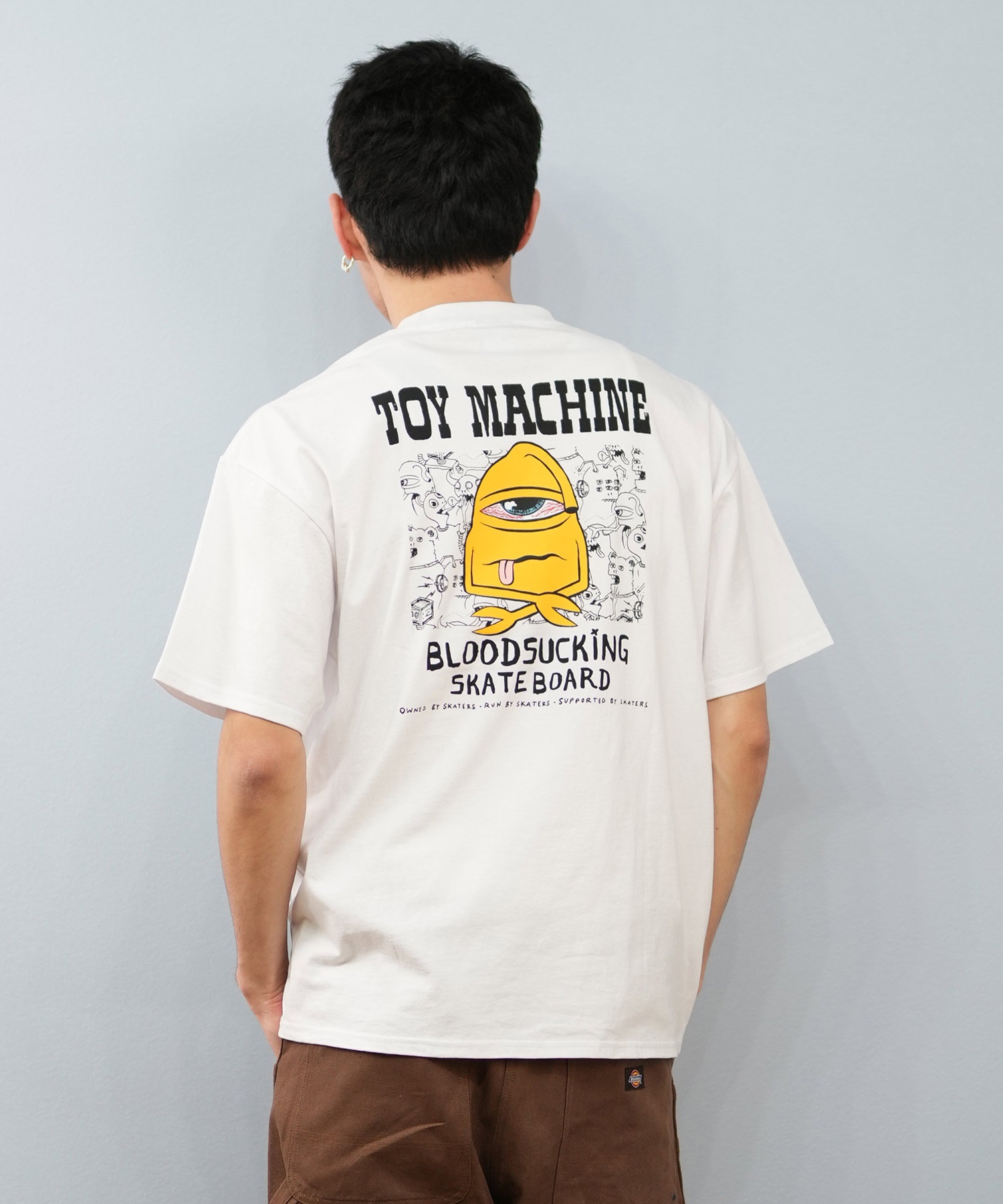 TOY MACHINE トイマシーン 半袖 Tシャツ メンズ バックプリント オーバーサイズ MTMSFST5 ムラサキスポーツ限定(WHITE-M)