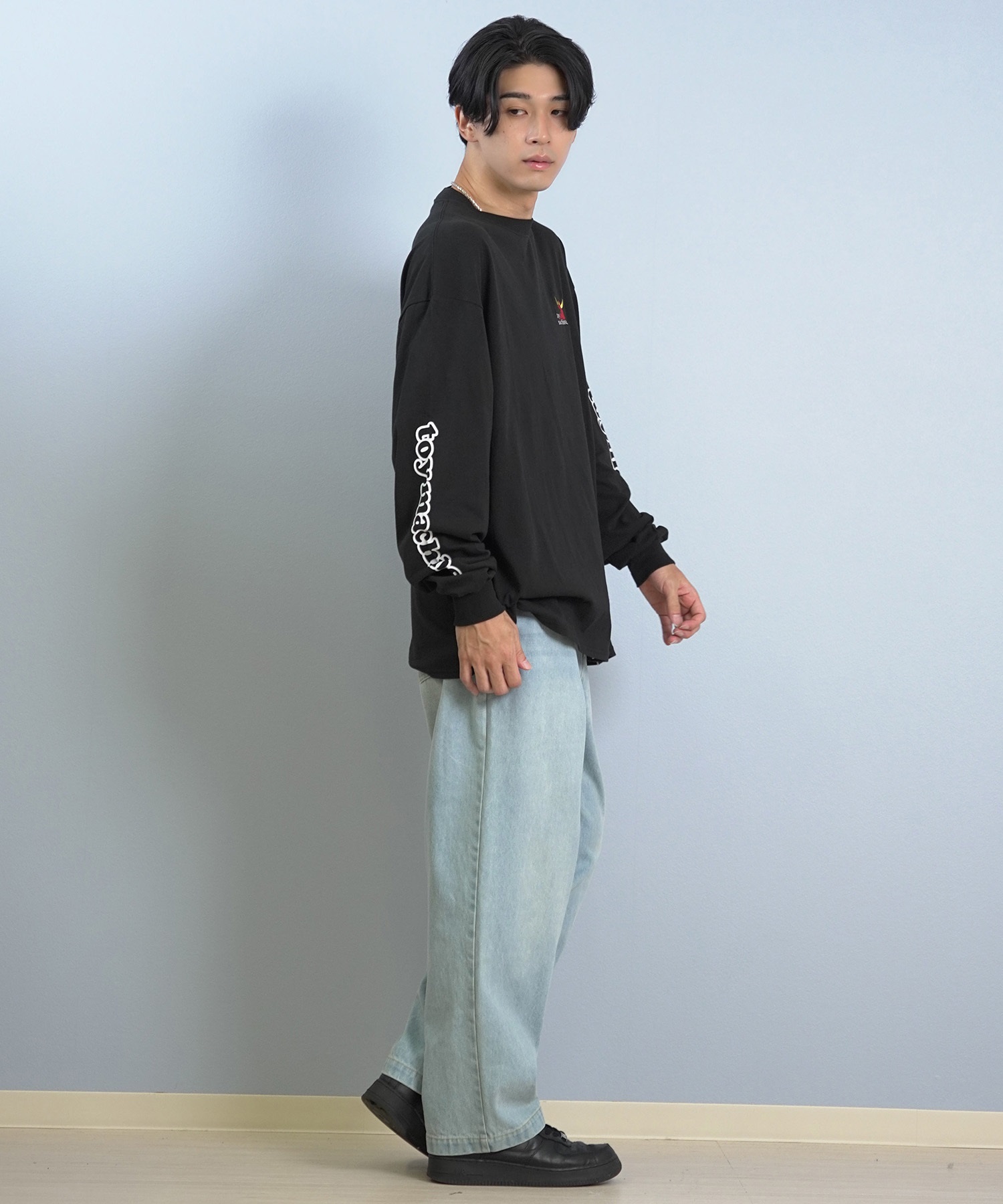 TOY MACHINE トイマシーン 長袖 Tシャツ ロンT メンズ バックプリント 袖プリント ロゴ オーバーサイズ MTMFFLT2(WHITE-M)